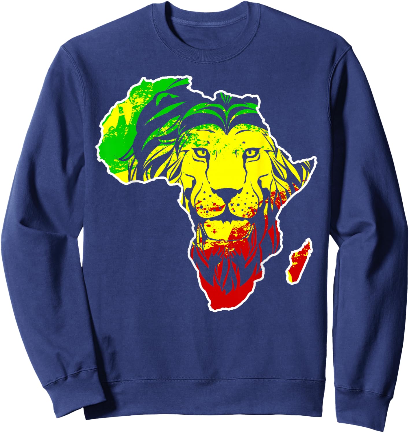 Roar Africa Map Lion Face Reggae Rasta Gift Design design Sweatshirt - Sweatshirt | Navy