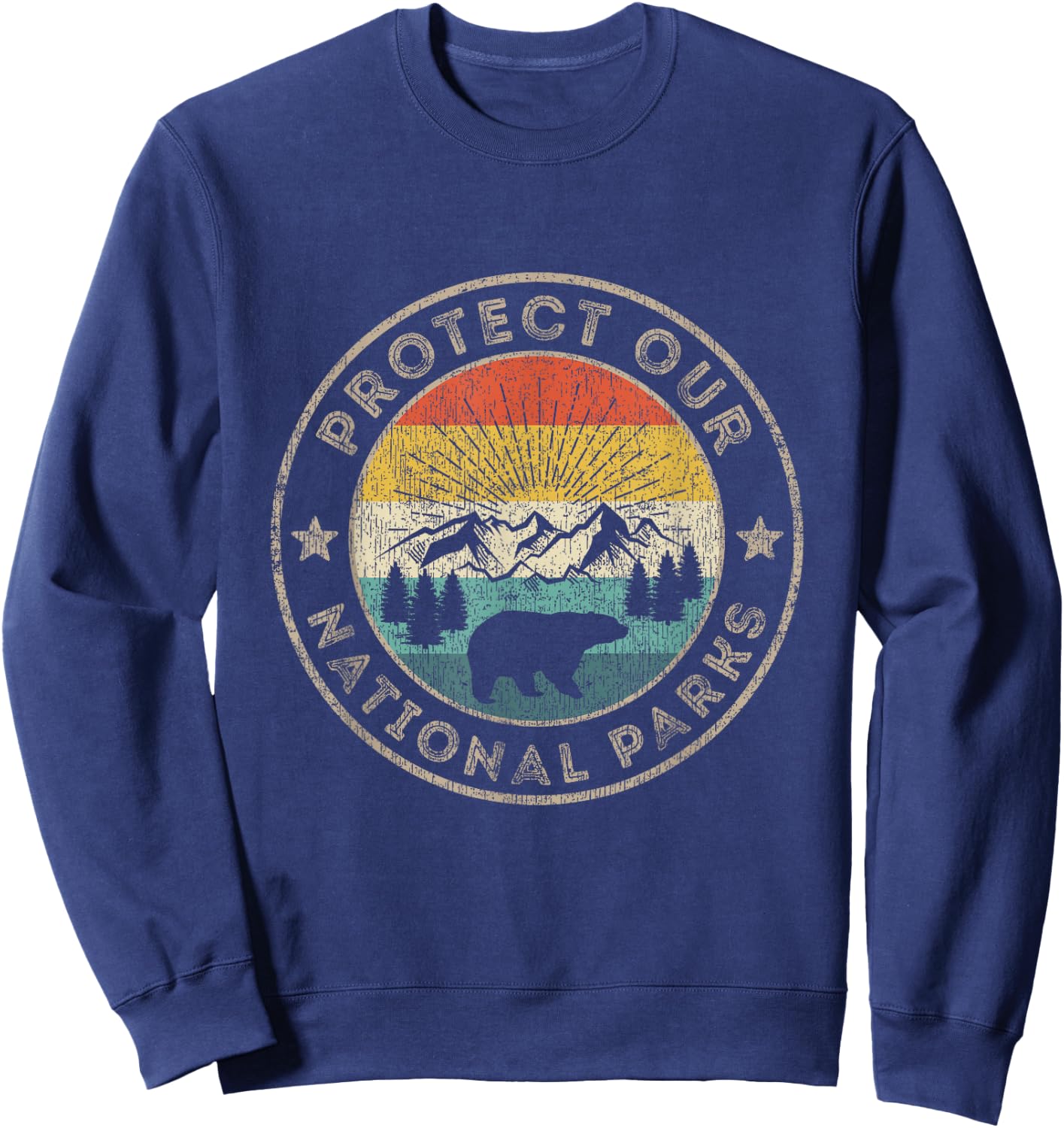 Vintage NP Accessories National Park Gifts Protect Our National Parks Retro Hiking - Men, -Adults - Black - Short Sleeve - Classic Fit - Small Sweatshirt - Sweatshirt | Navy