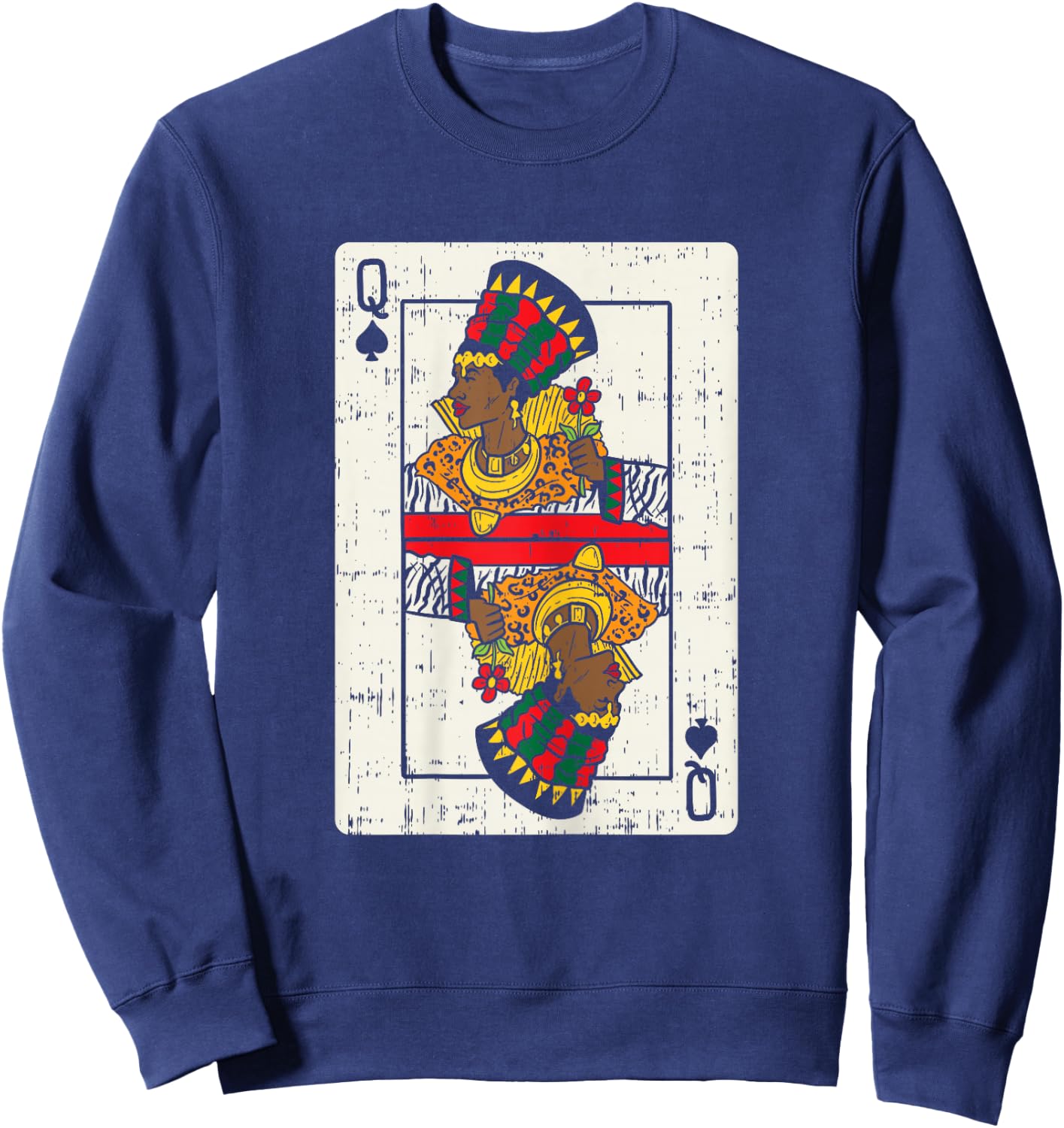 African Queen Card Melanin Black Pride Halloween BLM Women Sweatshirt - Sweatshirt | Navy