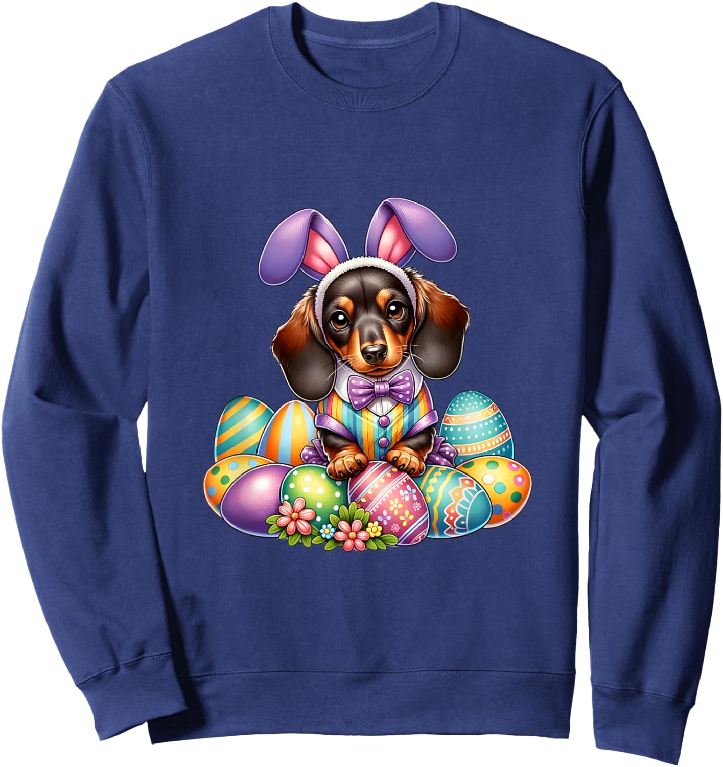Funny Easter Day Dachshund Bunny Costume Sweatshirt - Sweatshirt | Navy