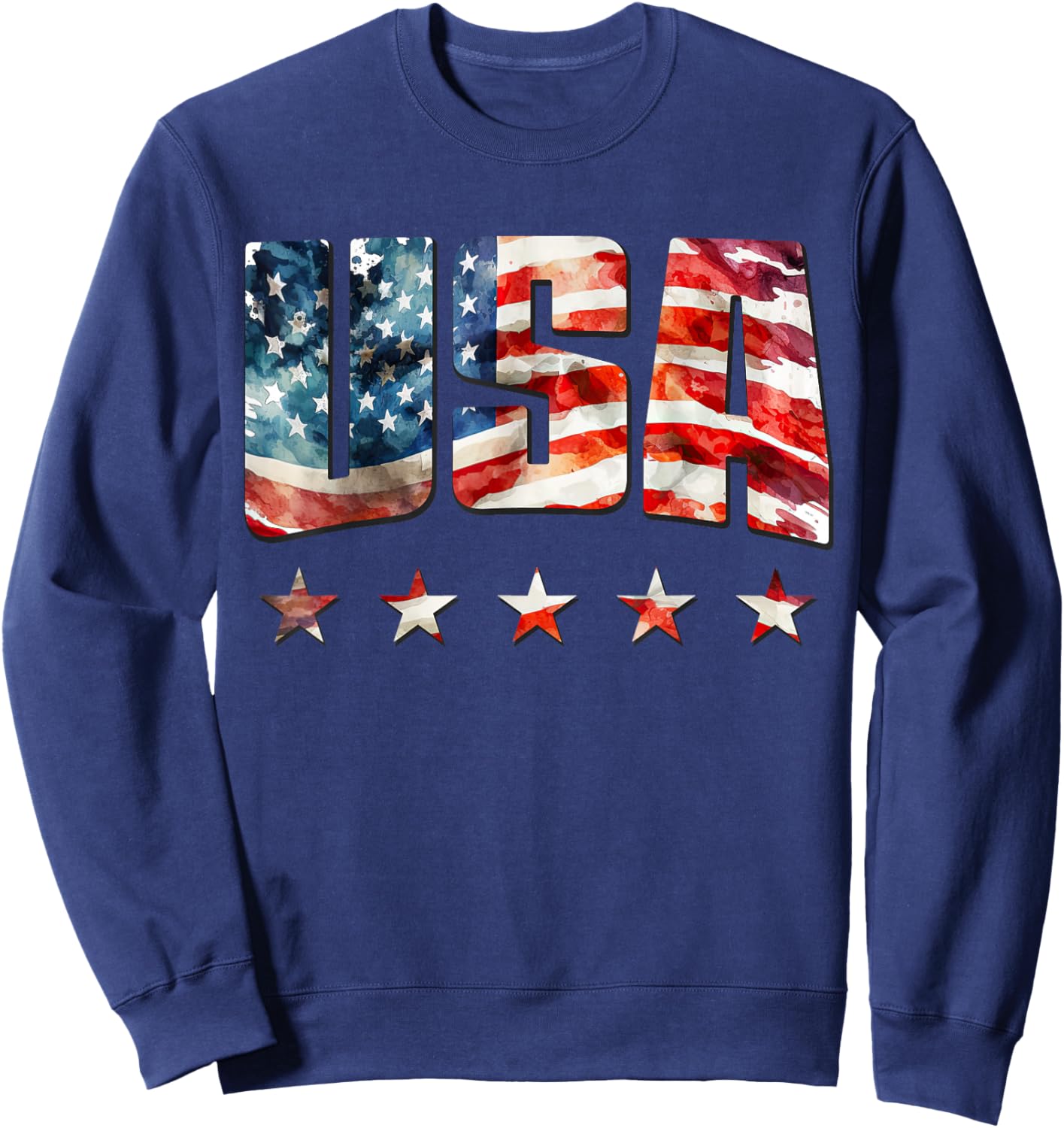 USA Flag Patriotic 4th of July USA American Flag Sweatshirt - Sweatshirt | Navy