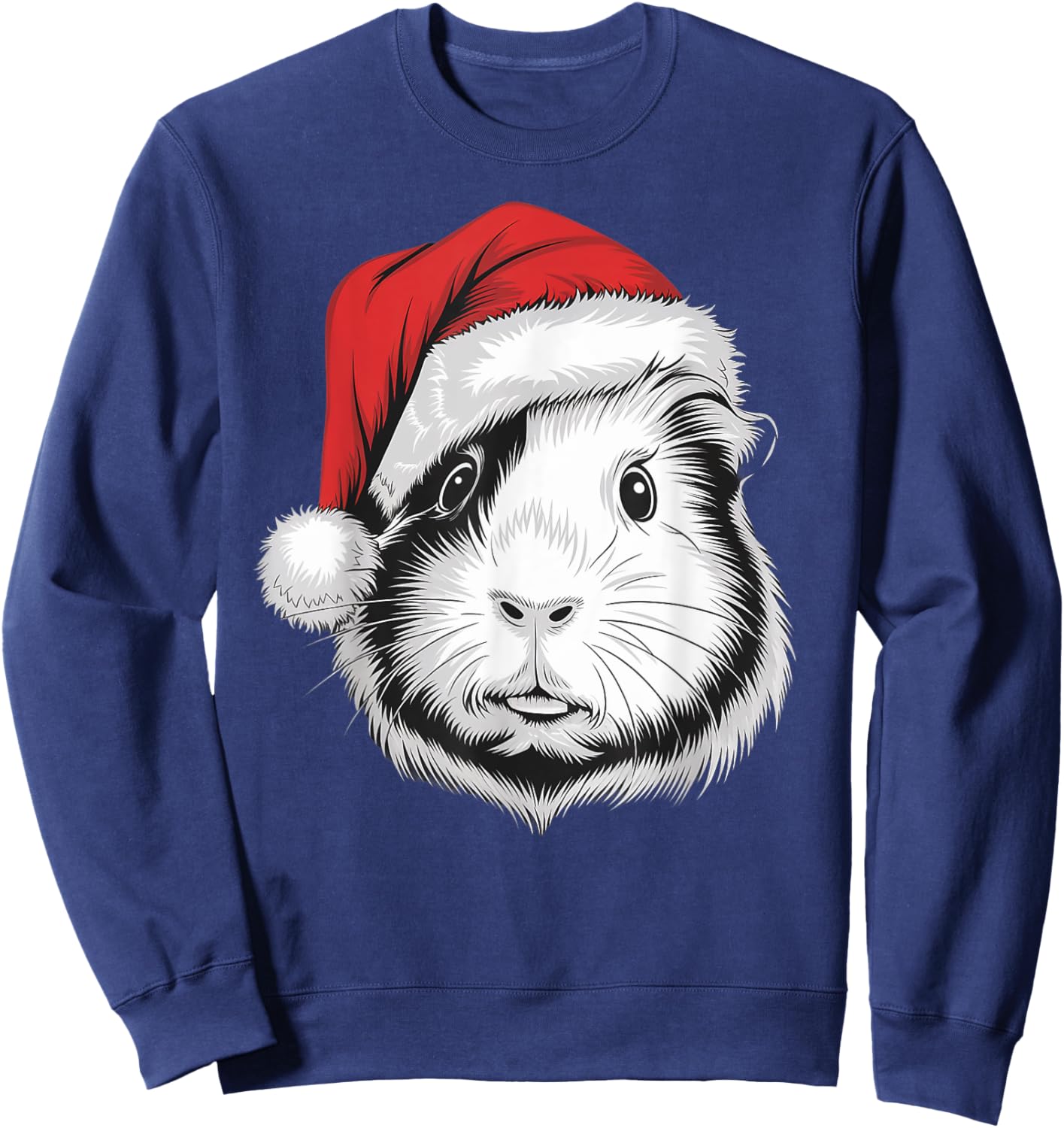 Joyful Guinea pig Santa on Guinea pig Christmas Sweatshirt - Sweatshirt | Navy