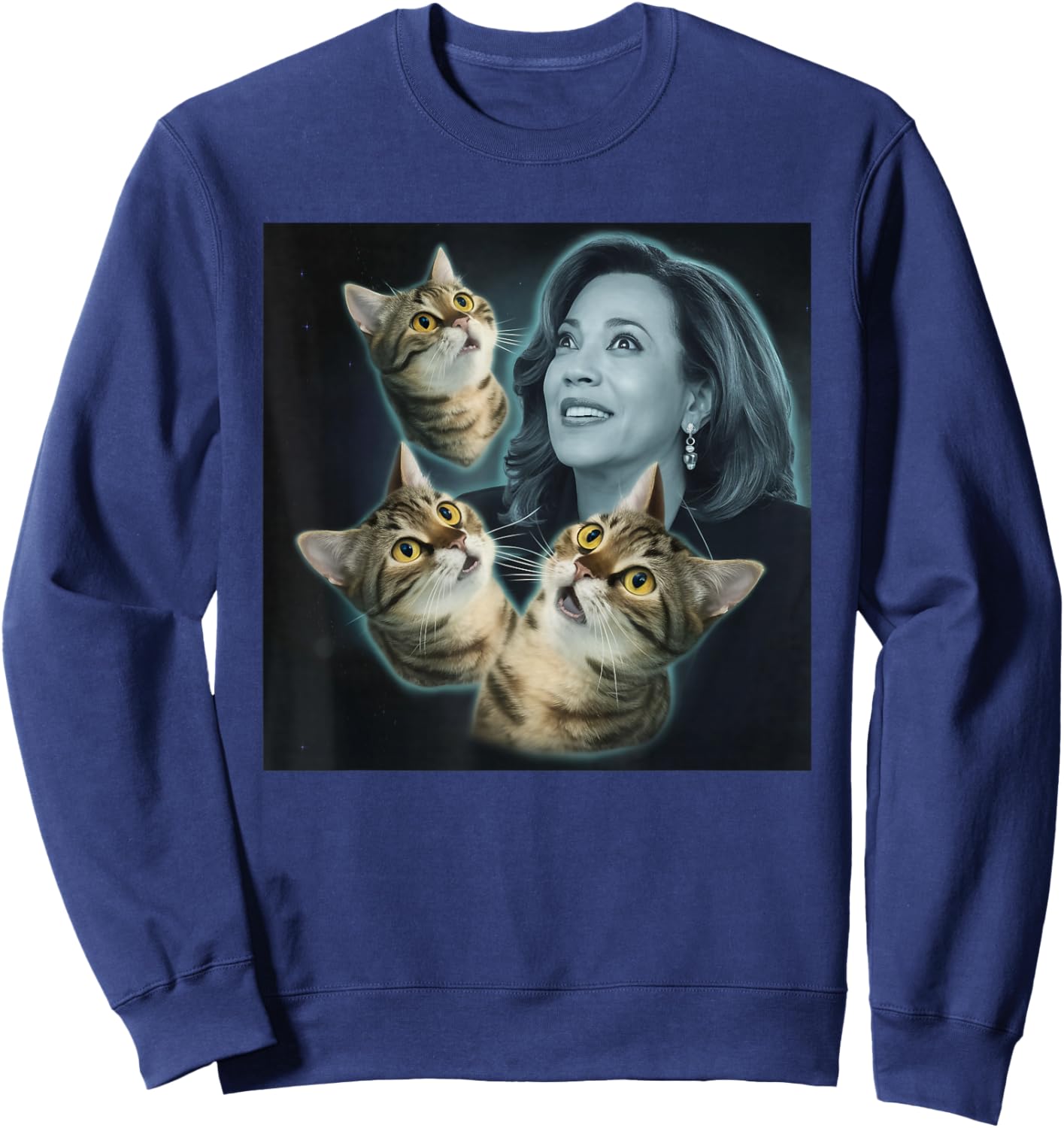 Three Cat Kamala Harris Funny Cats Lover Women Sweatshirt - Sweatshirt | Navy