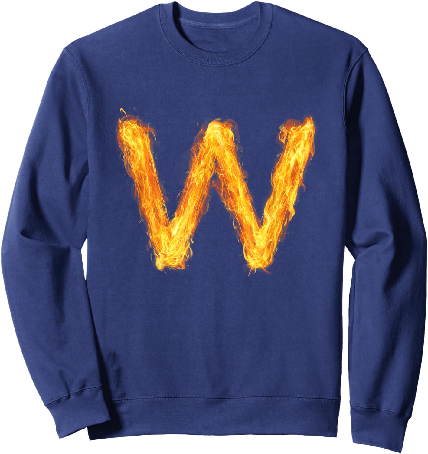 Letter W Alphabet First Name Consonant Fire Flame Gift Sweatshirt - Sweatshirt | Navy