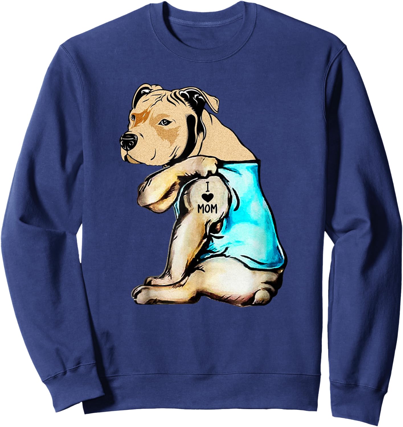 Pit Bull - I Love Mom Tattoo Small Sweatshirt - Sweatshirt | Navy