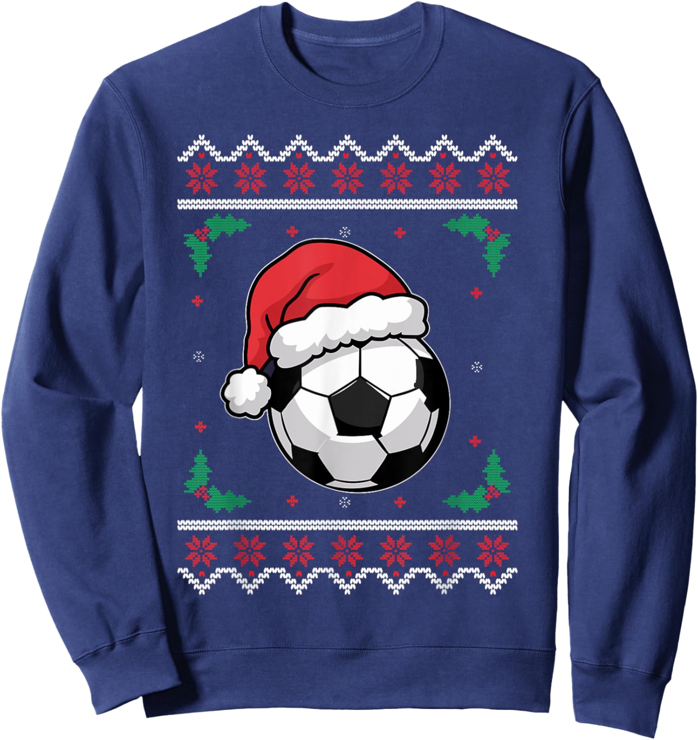 Christmas Santa Football Xmas Ugly Soccer Boys Kid Youth Sweatshirt - Sweatshirt | Navy