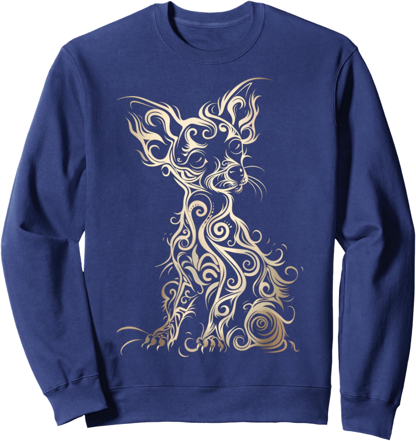 LumaThread Chiweenie Tribal Vintage Retro Graphic , Small, Black Sweatshirt - Sweatshirt | Navy
