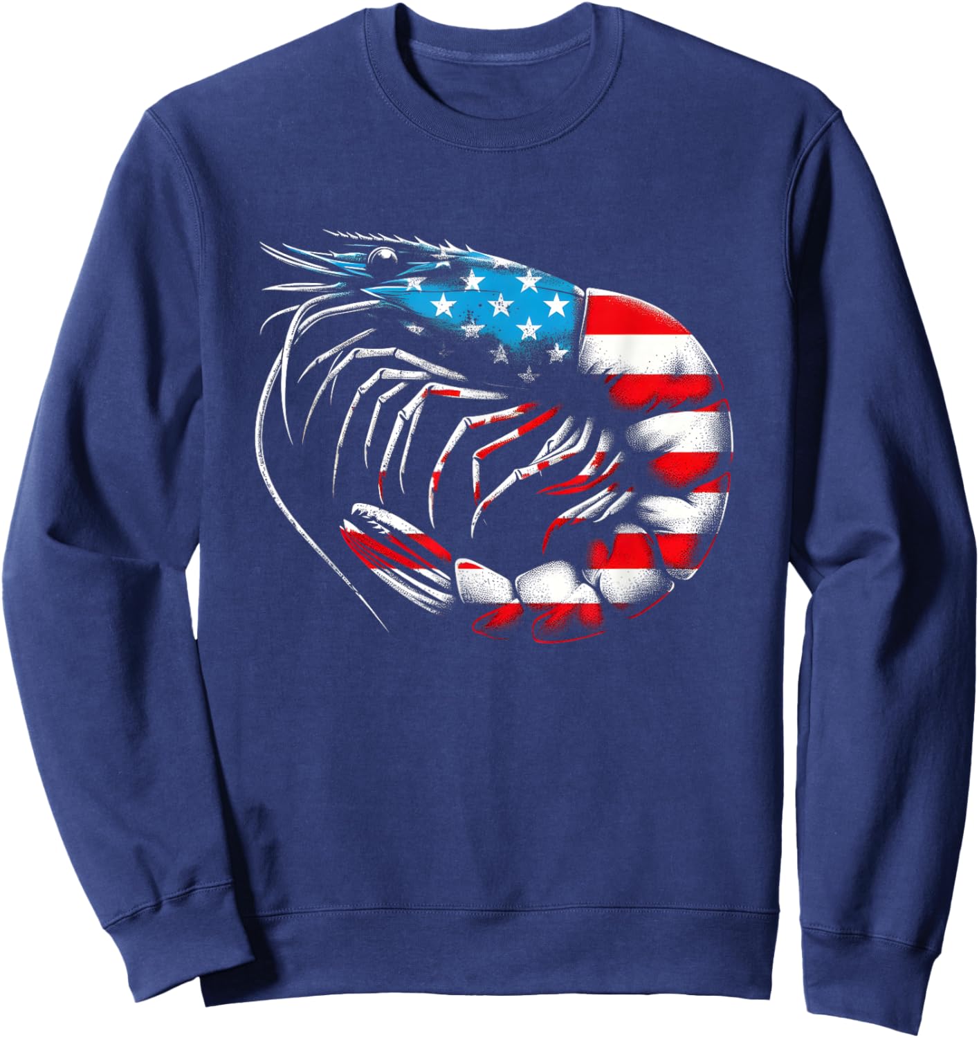 Shrimp American Flag - Patriotic USA Crab Prawn Lover Sweatshirt - Sweatshirt | Navy