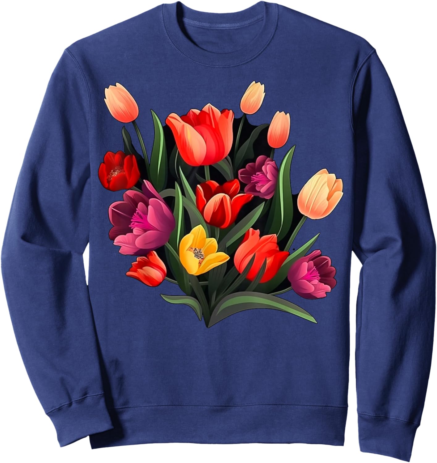 Bouquet of Tulips on Tulip flowers Sweatshirt - Sweatshirt | Navy