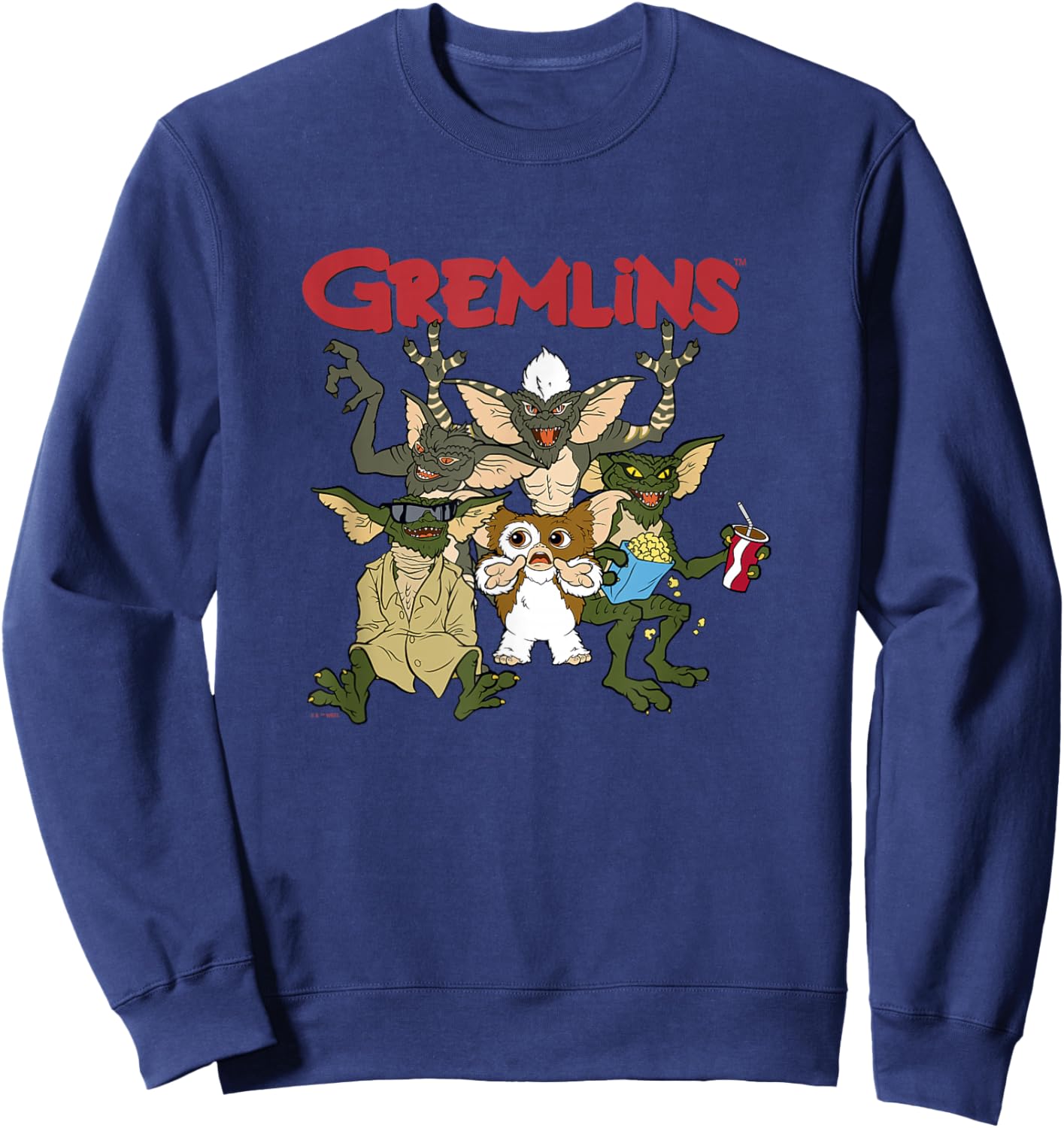Gremlins Vintage Retro Watch Party Group Shot Sweatshirt - Sweatshirt | Navy