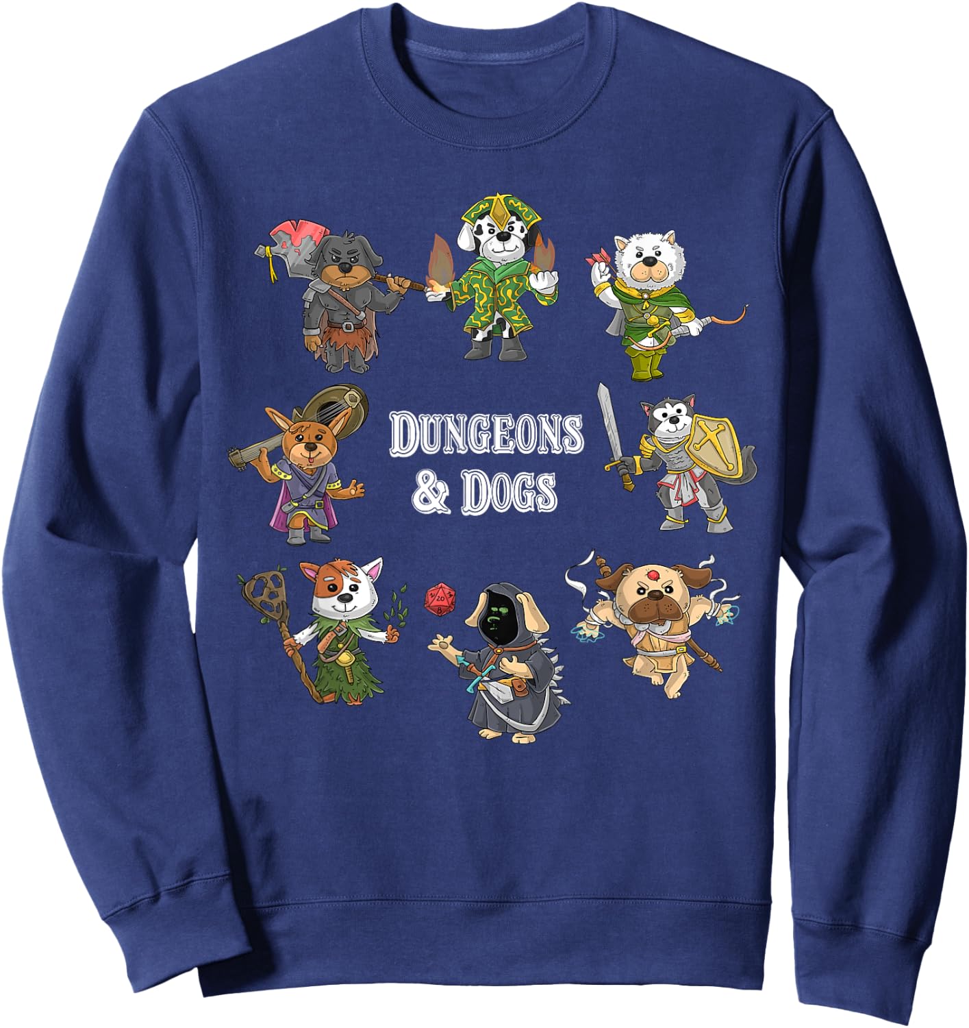 Dungeons And Dogs Cats Funny Cute Tabletop Gaming Roleplay Sweatshirt - Sweatshirt | Navy