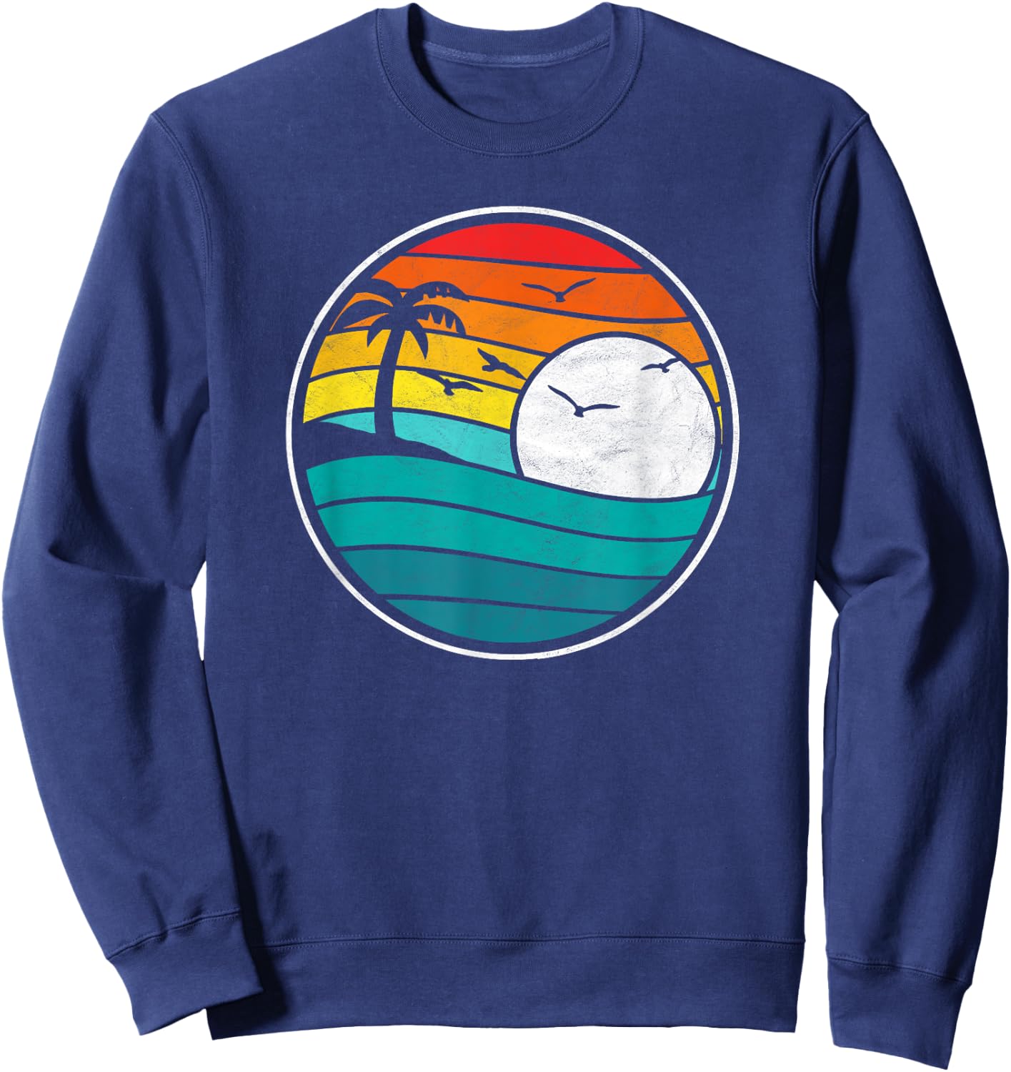 Retro Eighties Beach & Surf Graphic 80's Vibe Graphic Women Girls Kids Sweatshirt - Sweatshirt | Navy