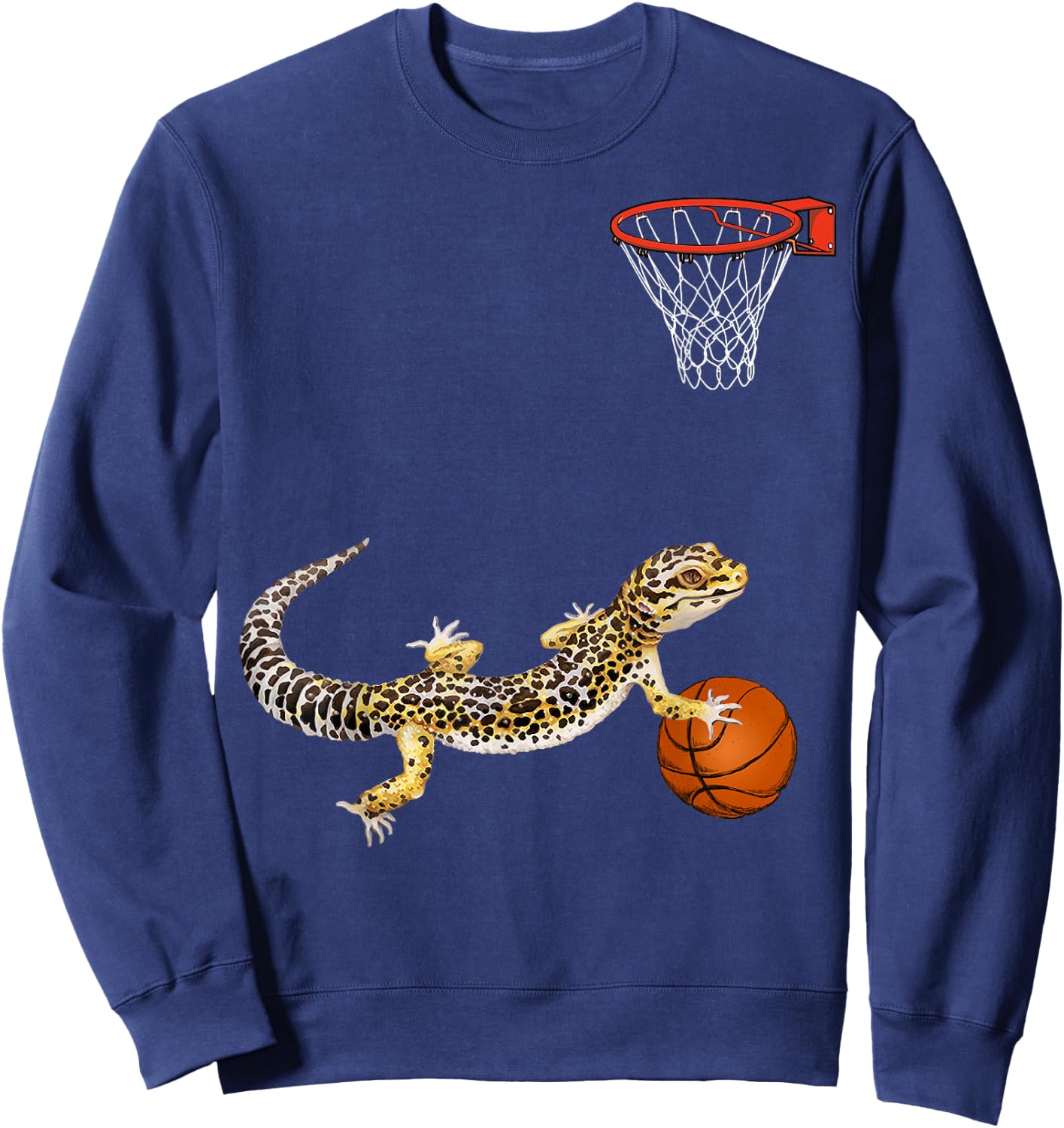 Leopard Gecko Playing Sports Lizard & Reptiles Basketball Sweatshirt - Sweatshirt | Navy