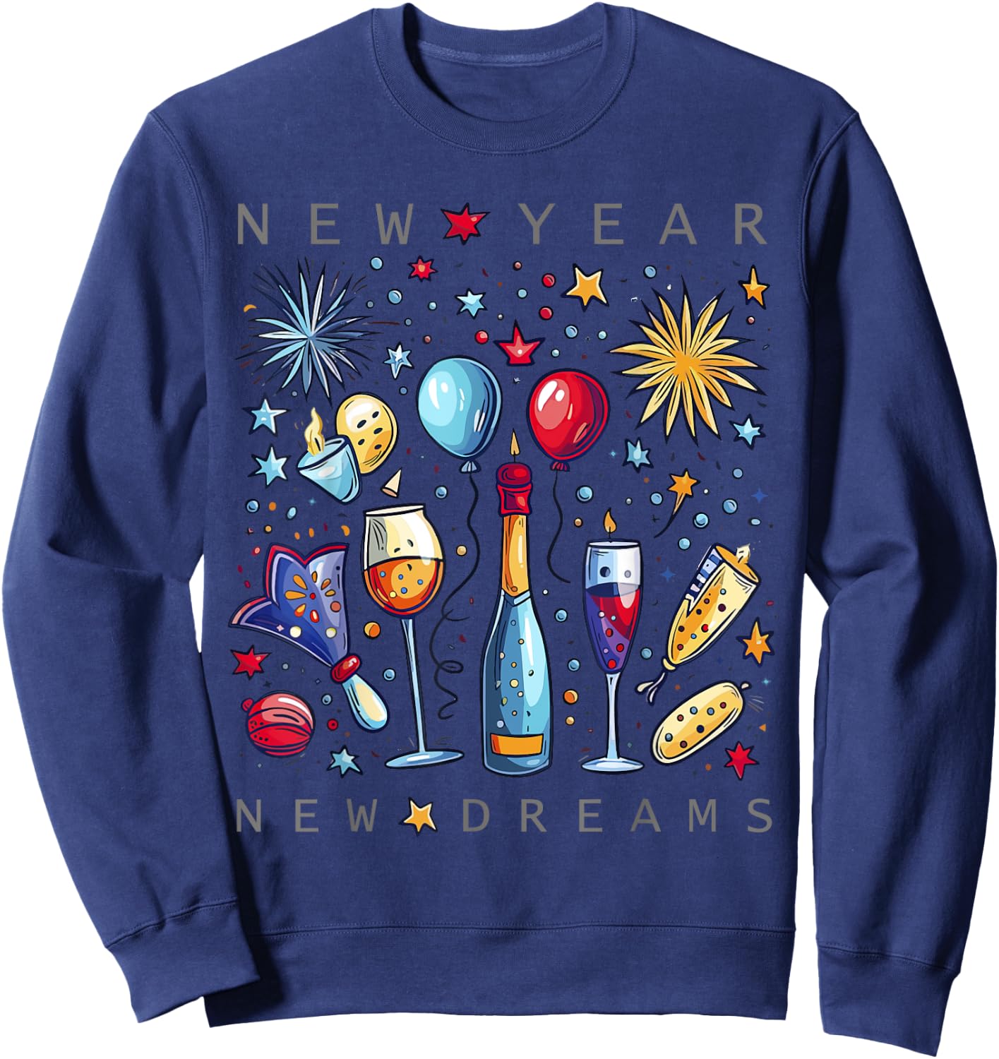 Happy New Year New Dreams 2025 Family Matching Fireworks Sweatshirt - Sweatshirt | Navy