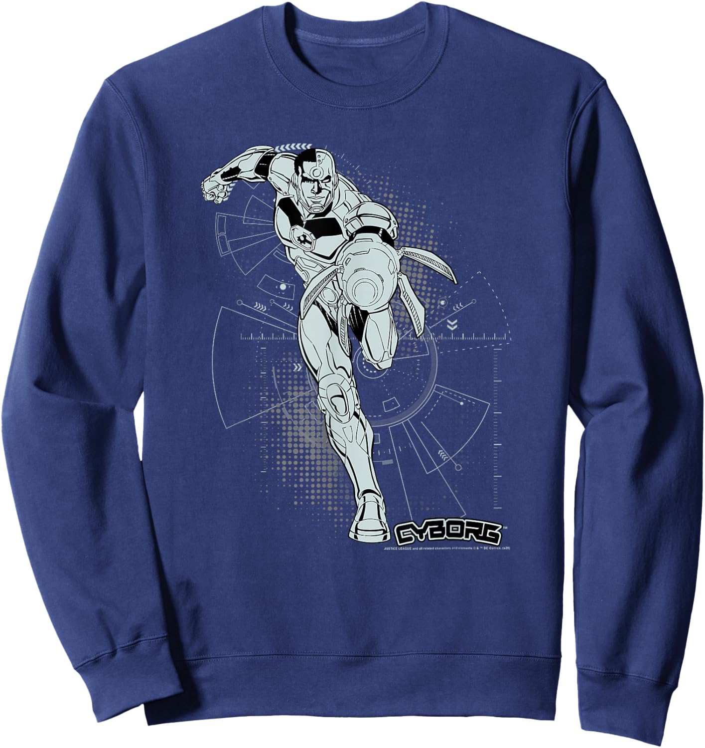 DC Comics Justice League Cyborg Comic Battle Plans Sweatshirt - Sweatshirt | Navy