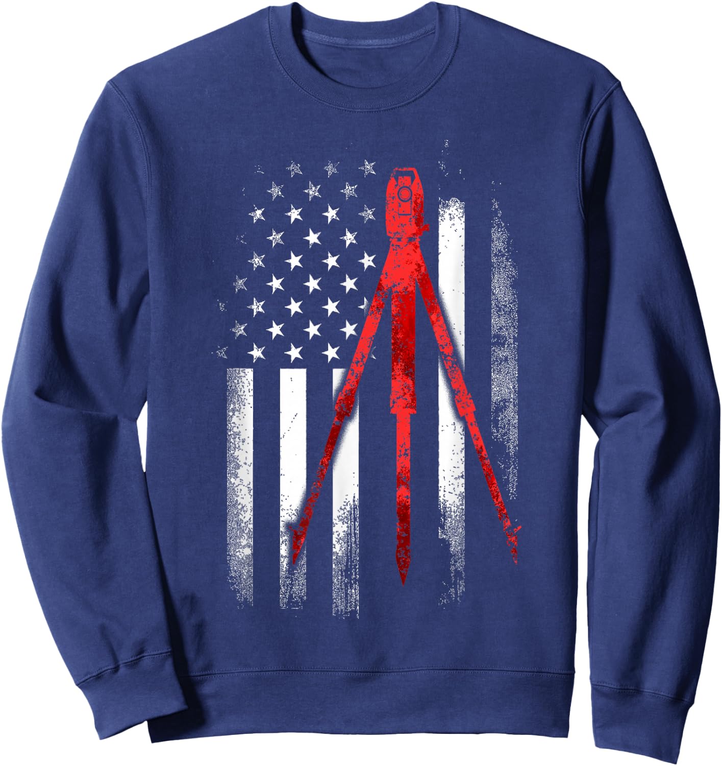 Land Surveying Flag Tool USA Funny Surveyor Gifts Sweatshirt - Sweatshirt | Navy