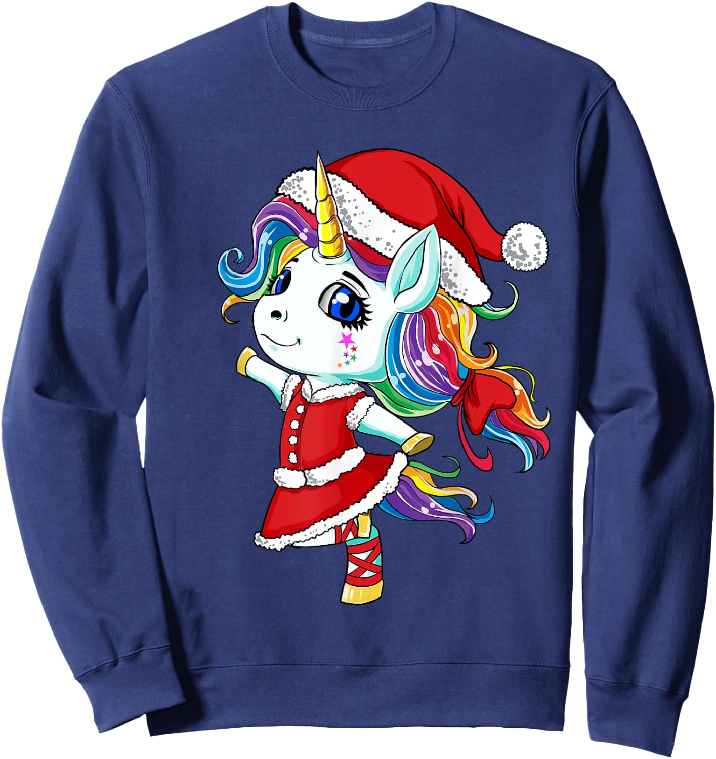Unicorn Santa Claus Christmas Unicorns Girls Sweatshirt - Sweatshirt | Navy
