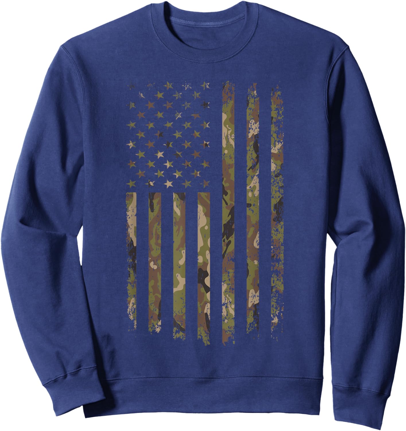 Camo American Flag USA Camouflage Men Boys Women Girls Kids Sweatshirt - Sweatshirt | Navy