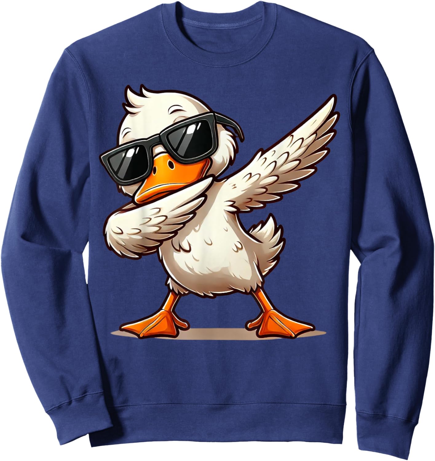 Quirky Bird Designs BY TEERA Dabbing Duck with Sunglasses Funny Cartoon Graphic Sweatshirt - Sweatshirt | Navy