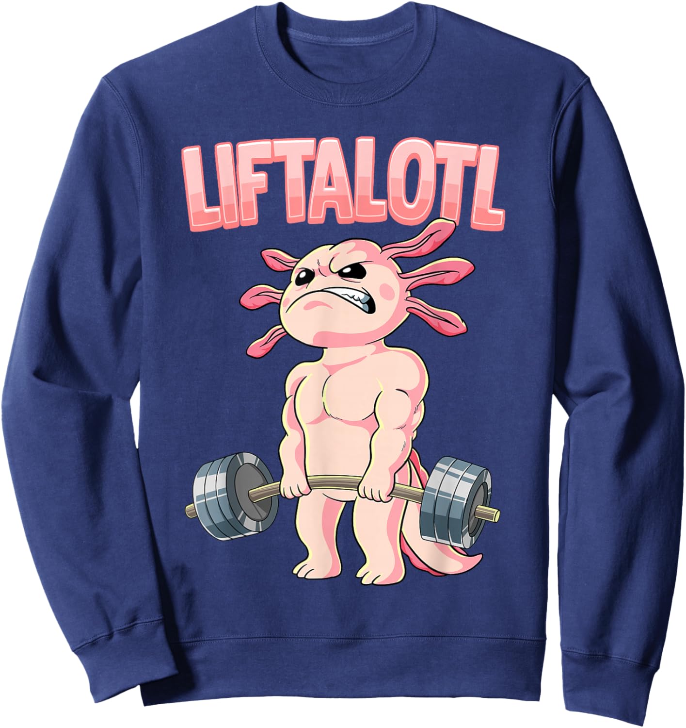 Kraftsport Geschenk Liftalotl Bodybuilding Fitness Gym Schwarz Klein U-Ausschnitt Kurzarm Männer Fitnessbegeisterte Bodybuilder Sweatshirt - Sweatshirt | Navy
