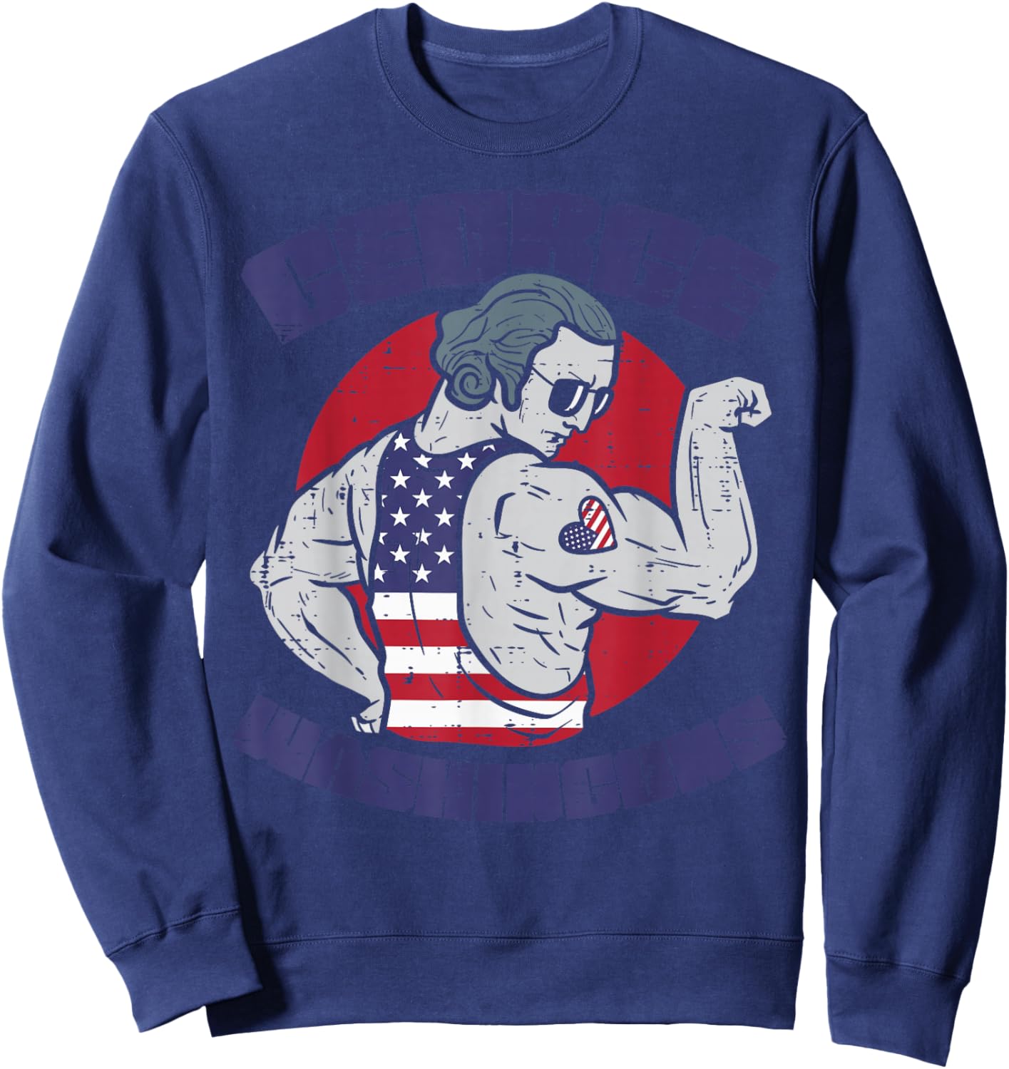 4th July George Washinguns Washington Workout Patriot Men Sweatshirt - Sweatshirt | Navy