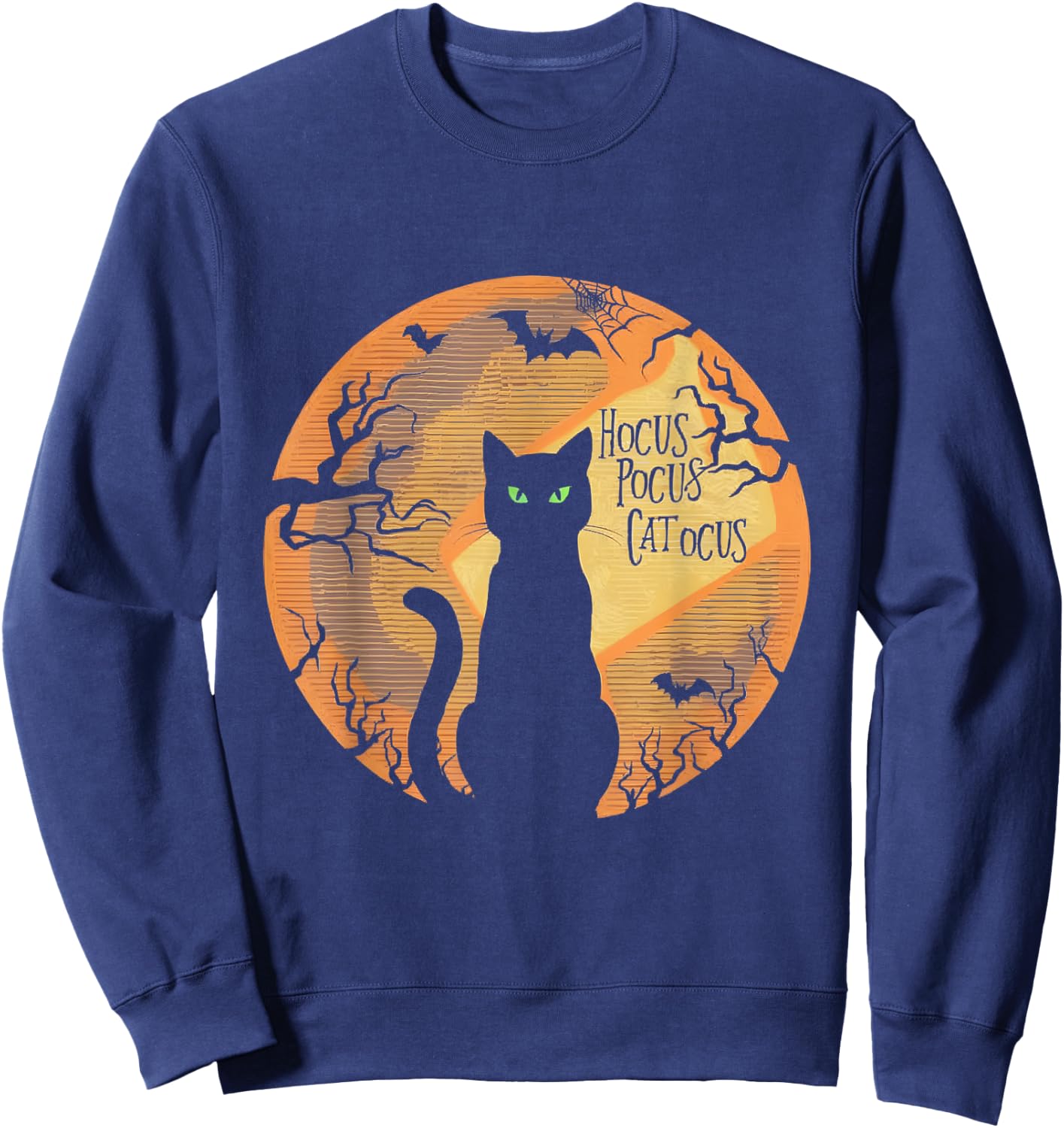 Hocus Pocus Catocus Halloween Black Cat Lover Sweatshirt - Sweatshirt | Navy
