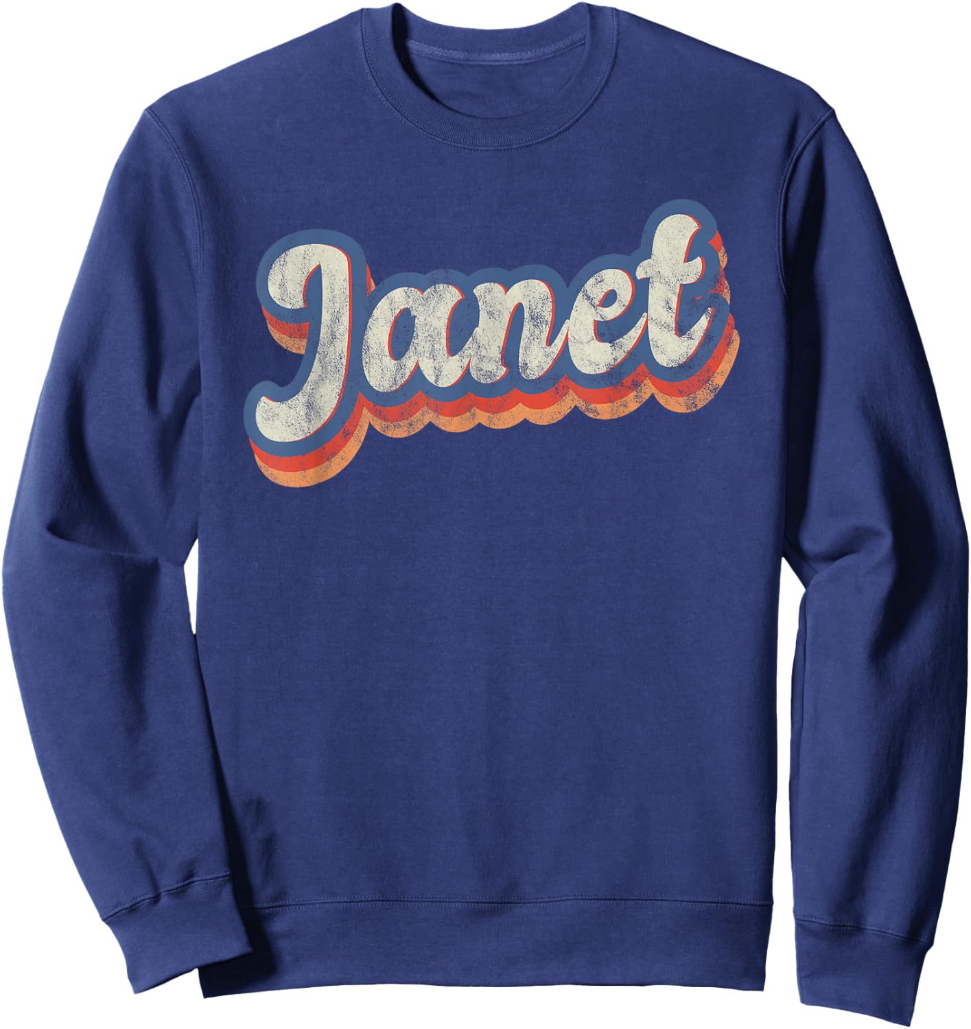 Janet Personalized Name Shirt Custom Lettering 70's Sweatshirt - Sweatshirt | Navy