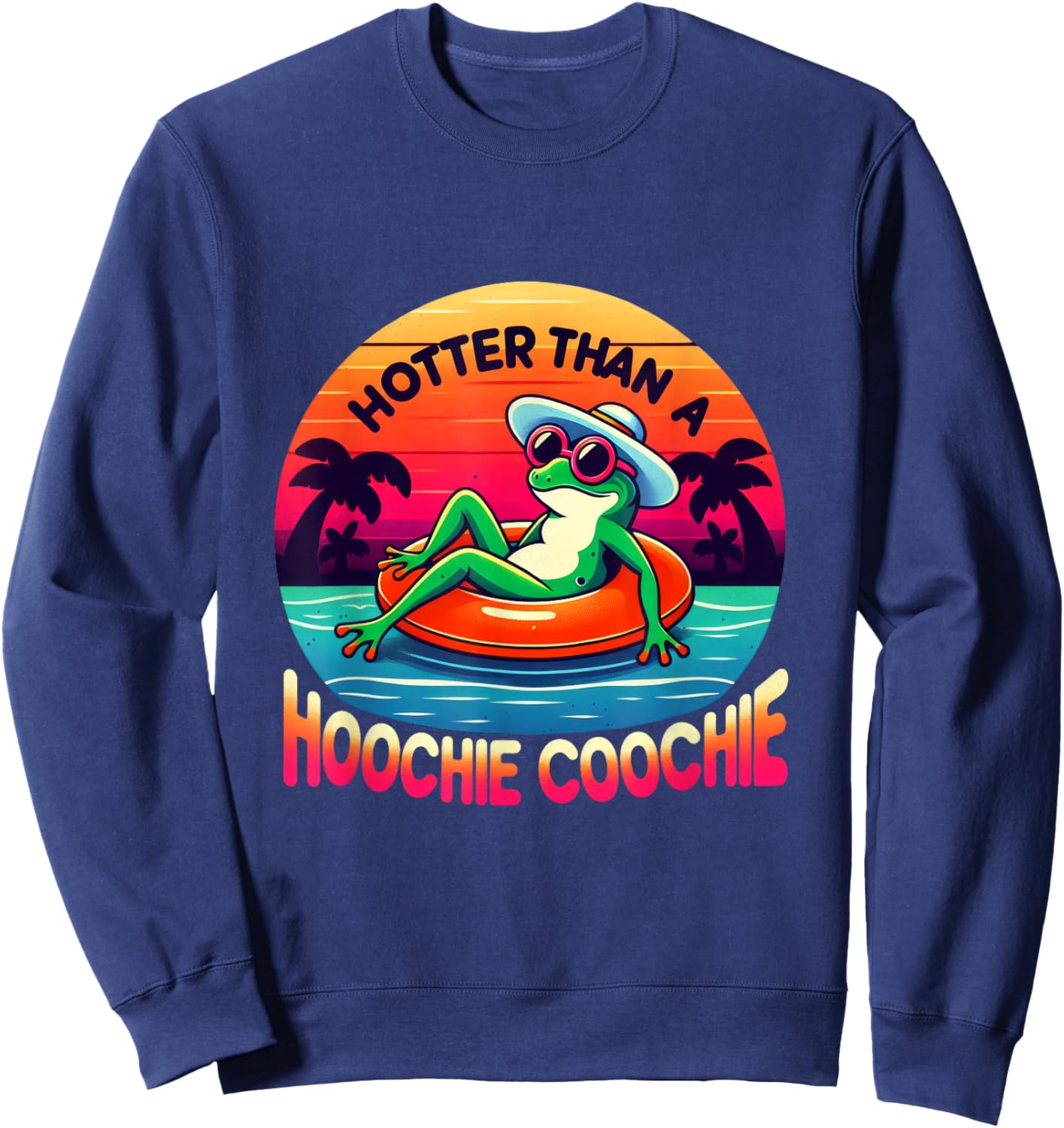 Retro Country Music Fans Hotter Than A Hoochie Coochie Frog Sweatshirt - Sweatshirt | Navy
