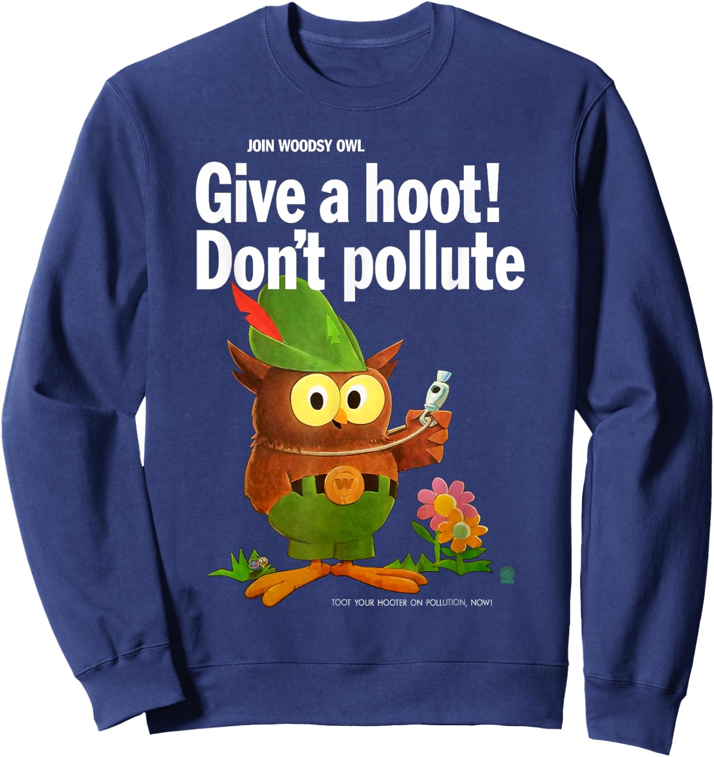 Woodsy Owl Retro Give a Hoot Don't Pollute Sweatshirt - Sweatshirt | Navy