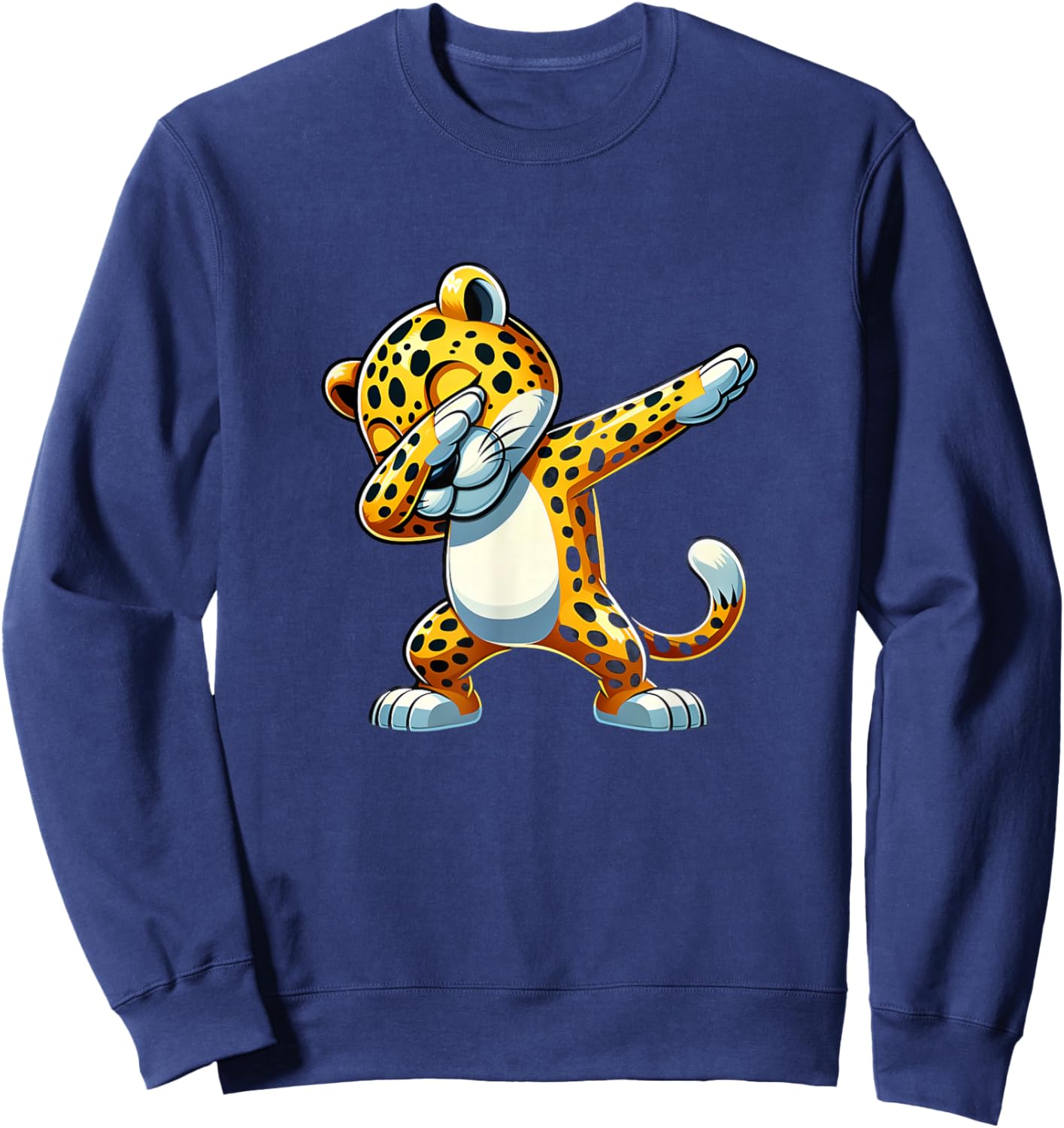Dabbing Jaguar Cat Animal Lover Safari 0926CT Sweatshirt - Sweatshirt | Navy