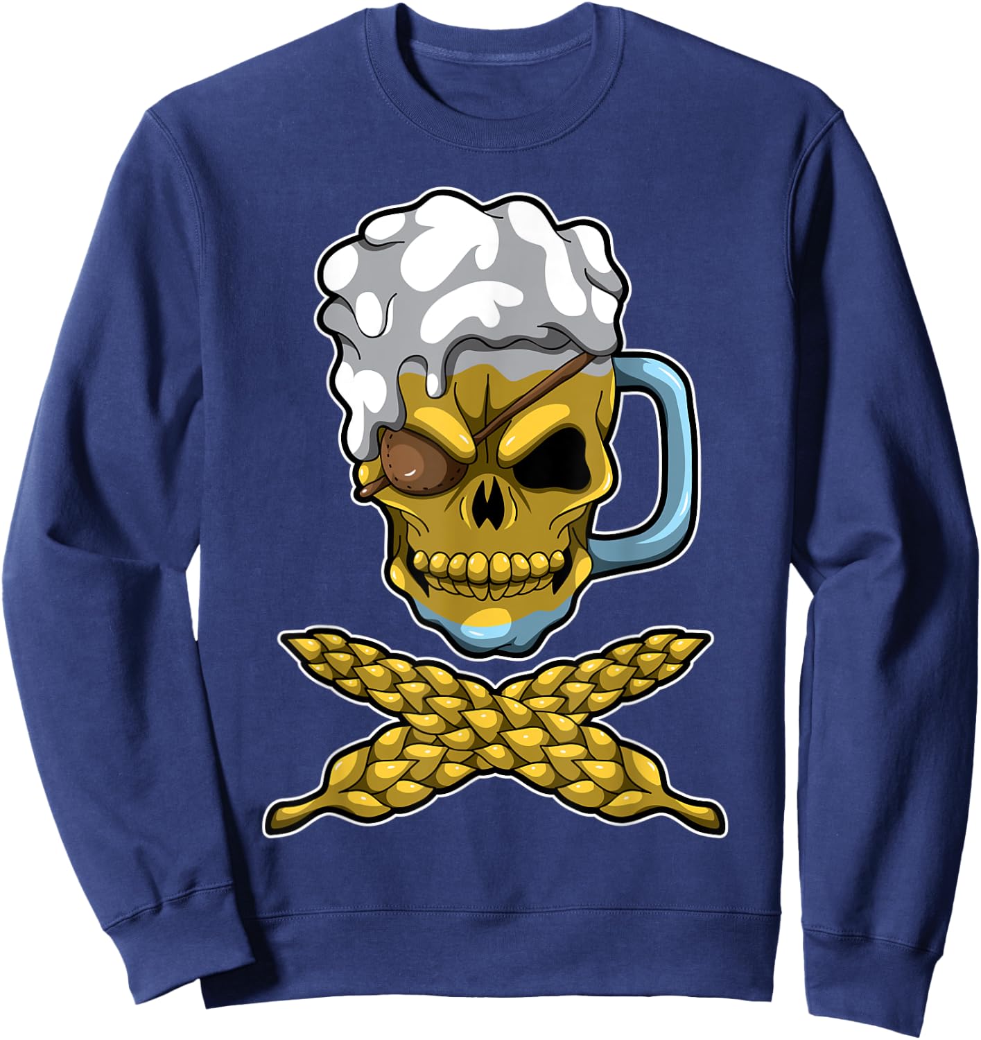 Beer Mug Skull And Bones - Brewery Pirate - Brewage Symbol Sweatshirt - Sweatshirt | Navy
