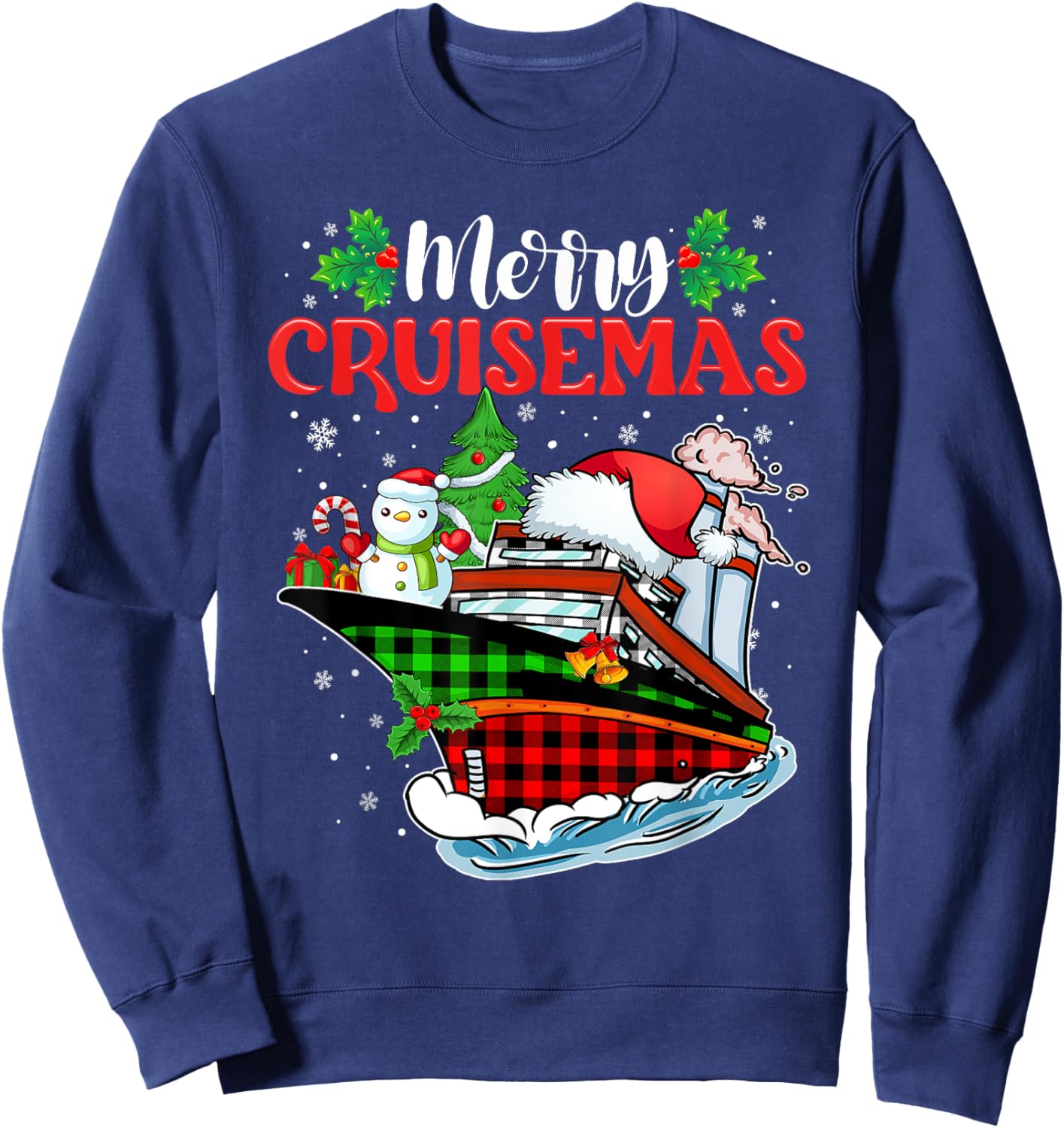 Merry Cruisemas 2025 Christmas Santa Reindeer Cruise Ship Sweatshirt - Sweatshirt | Navy