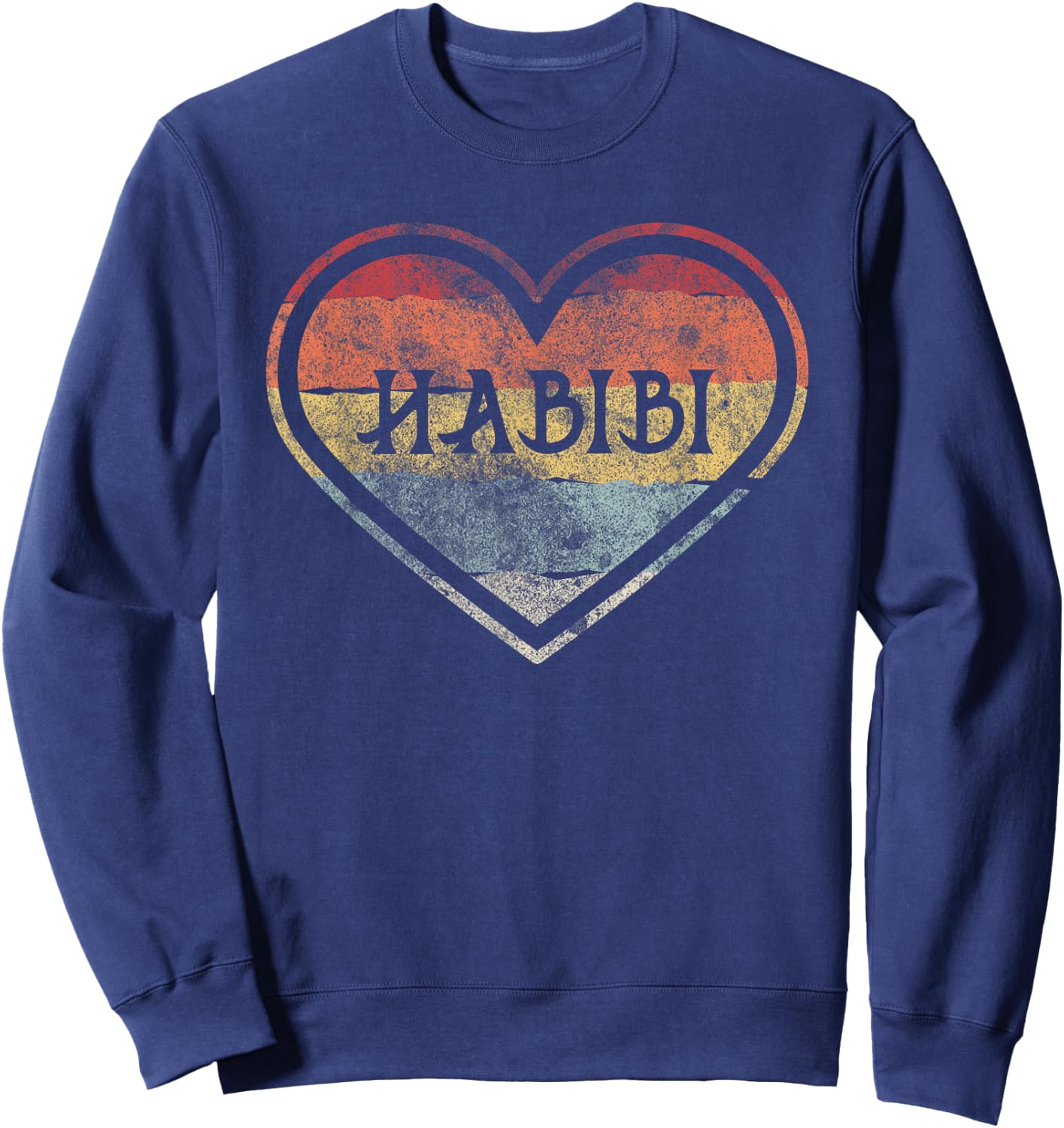 Habibi Retro Heart Arabic Arab Sweetheart Islam Muslim Sweatshirt - Sweatshirt | Navy
