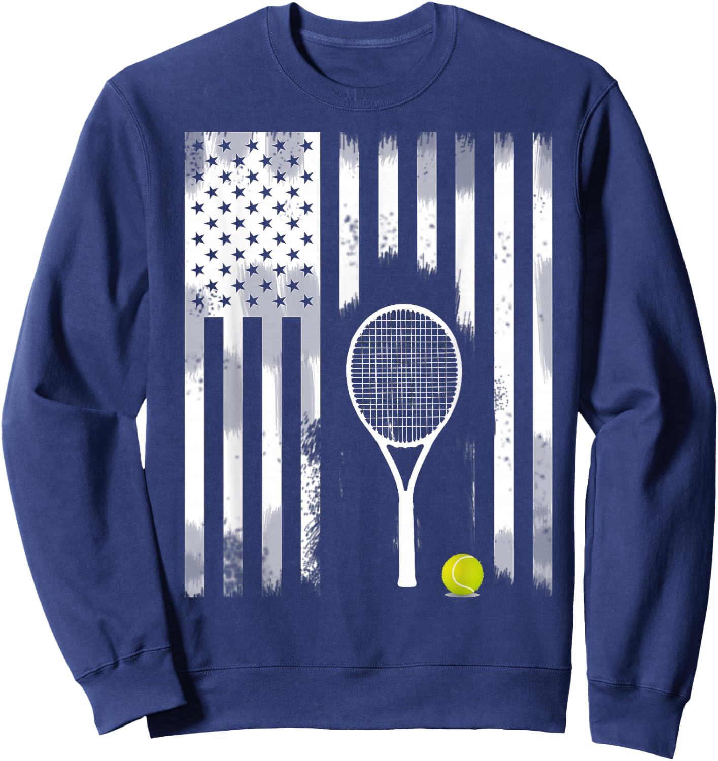 Tennis American Flag USA America Tennis Open Patriot Sweatshirt - Sweatshirt | Navy