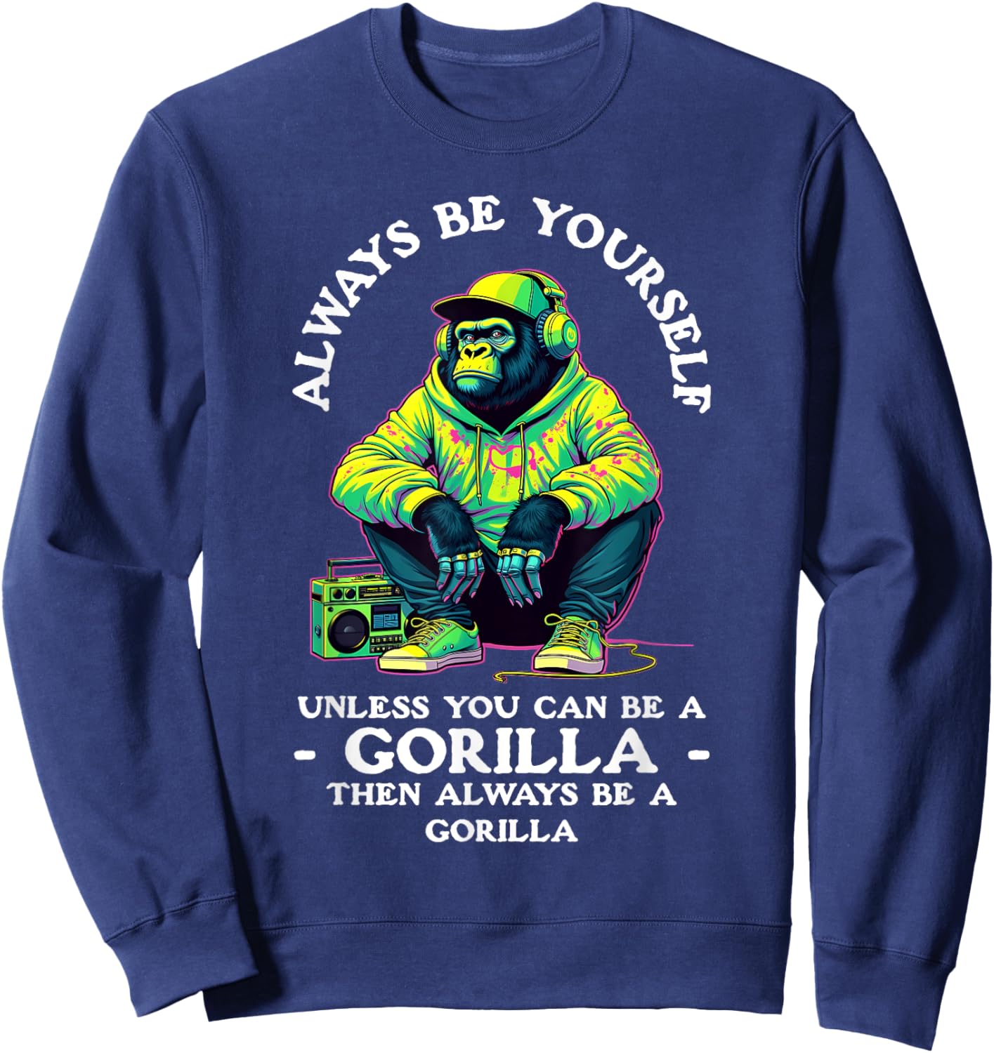 Funny Gorilla Art Women Primate Animal Gorilla Lover Sweatshirt - Sweatshirt | Navy