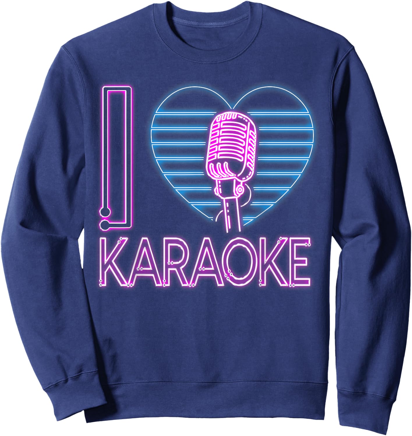 Karaoke Singer Heart 80s Retro I Love Karaoke Sweatshirt - Sweatshirt | Navy