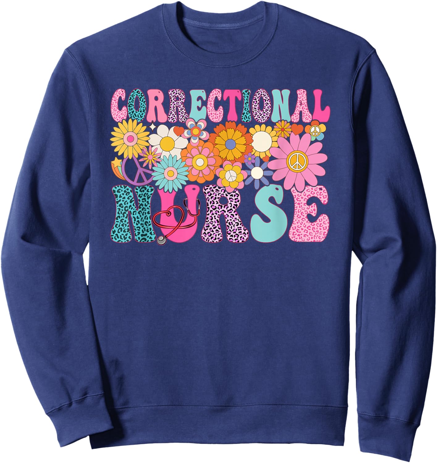 Correctional Nurse Week Groovy Appreciation Day Sweatshirt - Sweatshirt | Navy