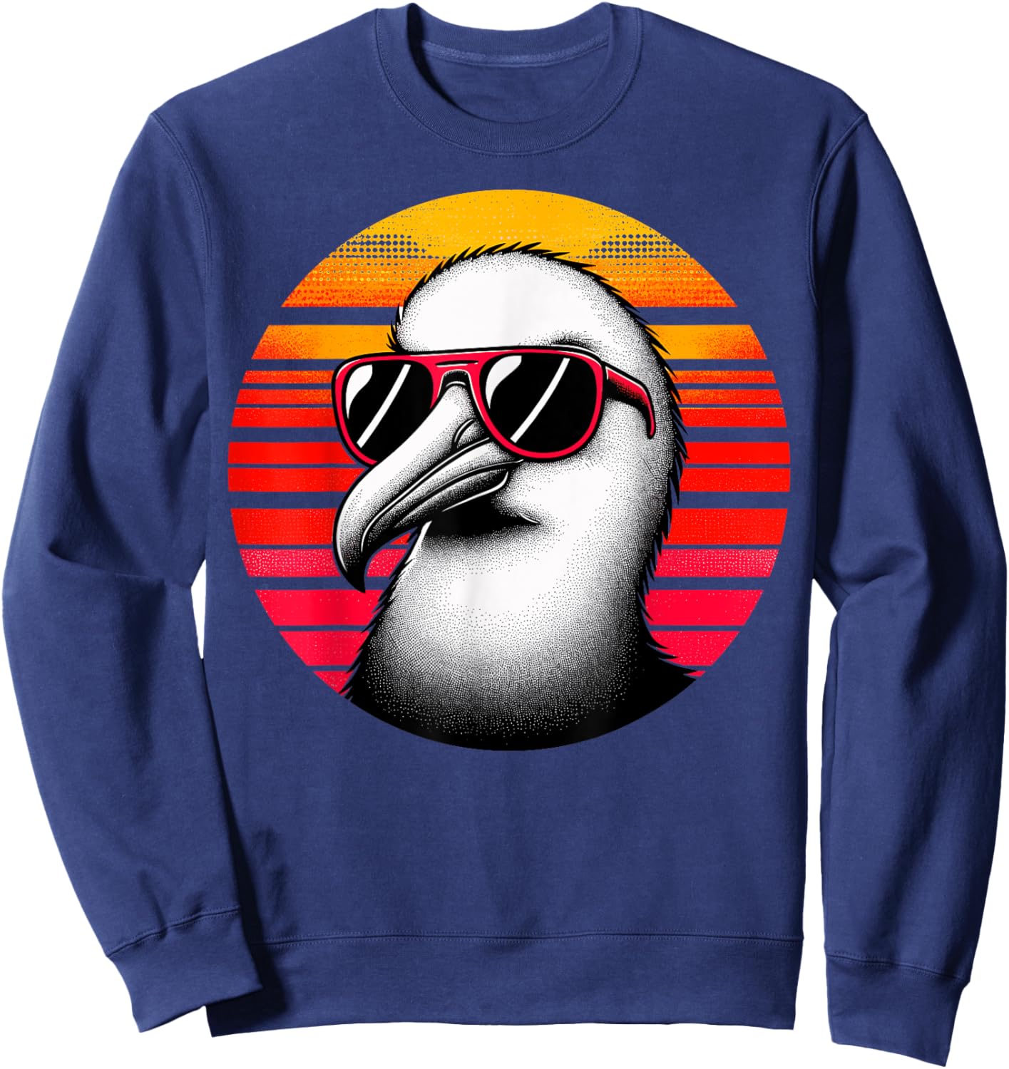 Albatross Bird Sunglasses Sunset Retro Style Vintage 70s Sweatshirt - Sweatshirt | Navy