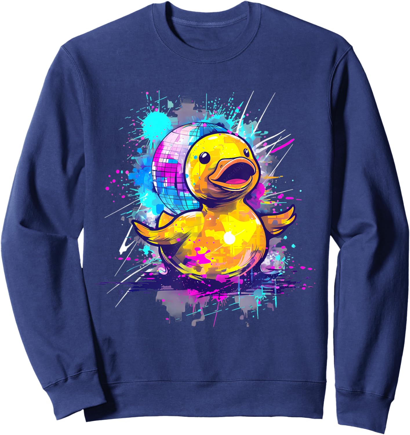 Rubber Duck Disco Rubber Duckie Rubber Duckling Watercolor Sweatshirt - Sweatshirt | Navy