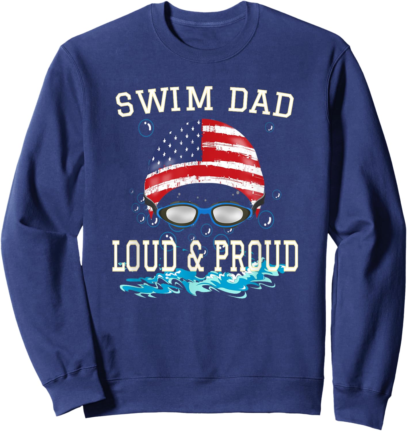 Swim Dad T shirt Funny Swimming Swimmer Cheer Dad Gift Sweatshirt - Sweatshirt | Navy