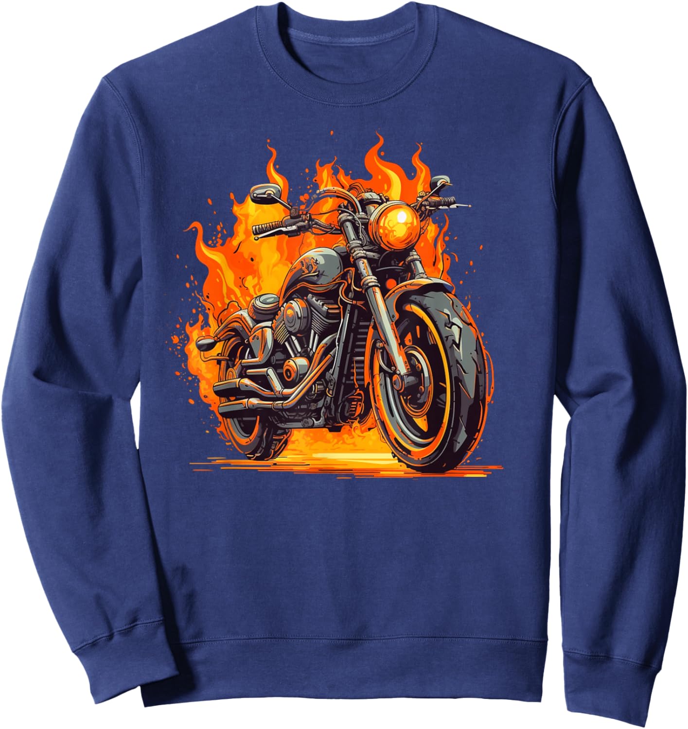 Cool Motorbike Flames and burning Motorcycle love Sweatshirt - Sweatshirt | Navy