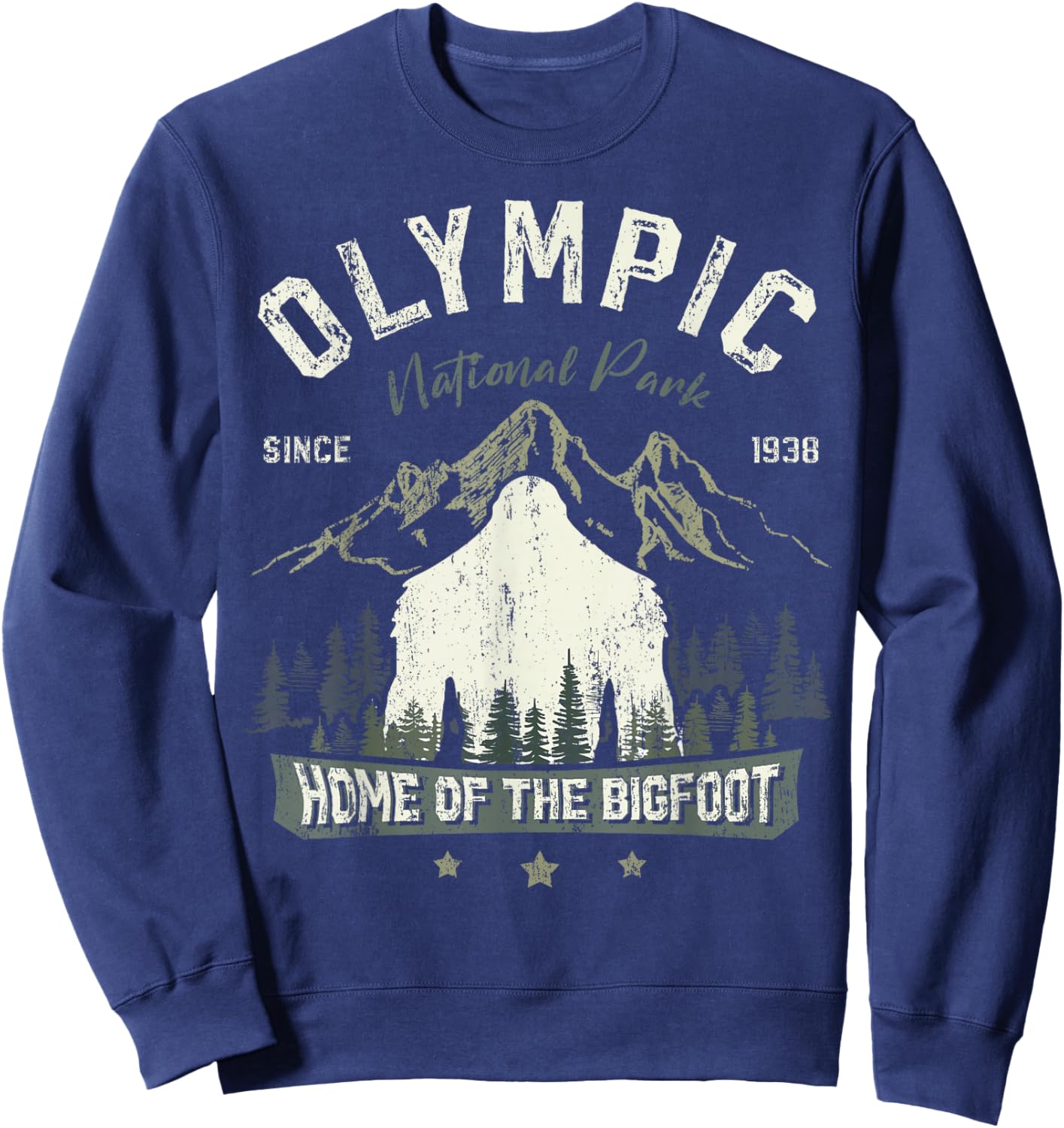 Olympic National Park Bigfoot Sasquatch Washington State Sweatshirt - Sweatshirt | Navy