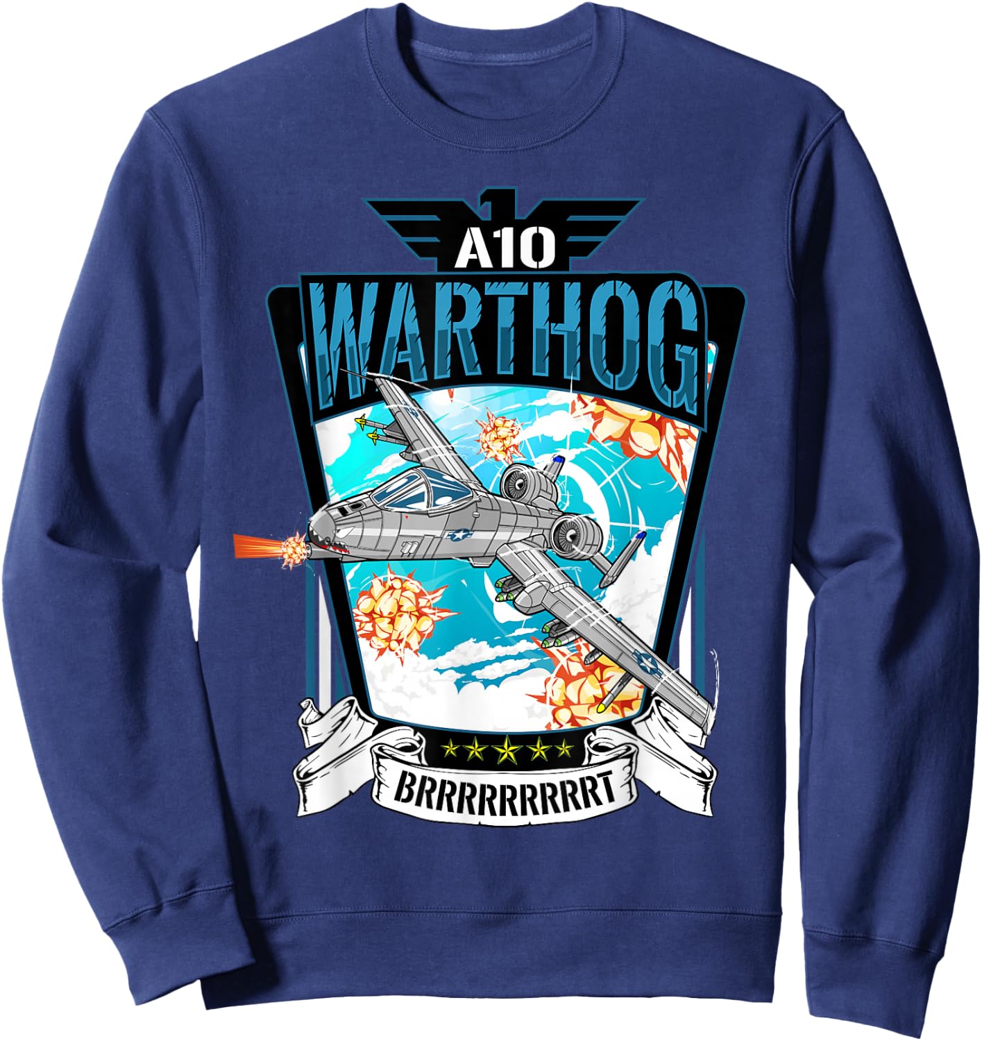 American Military Fighter Bomber A10 Warthog Sweatshirt - Sweatshirt | Navy