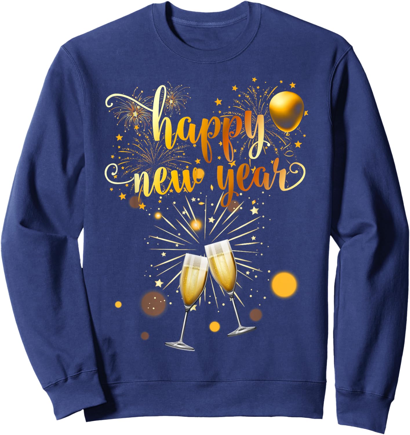New Years Eve Party Supplies 2026 Happy New Year Fireworks Sweatshirt - Sweatshirt | Navy