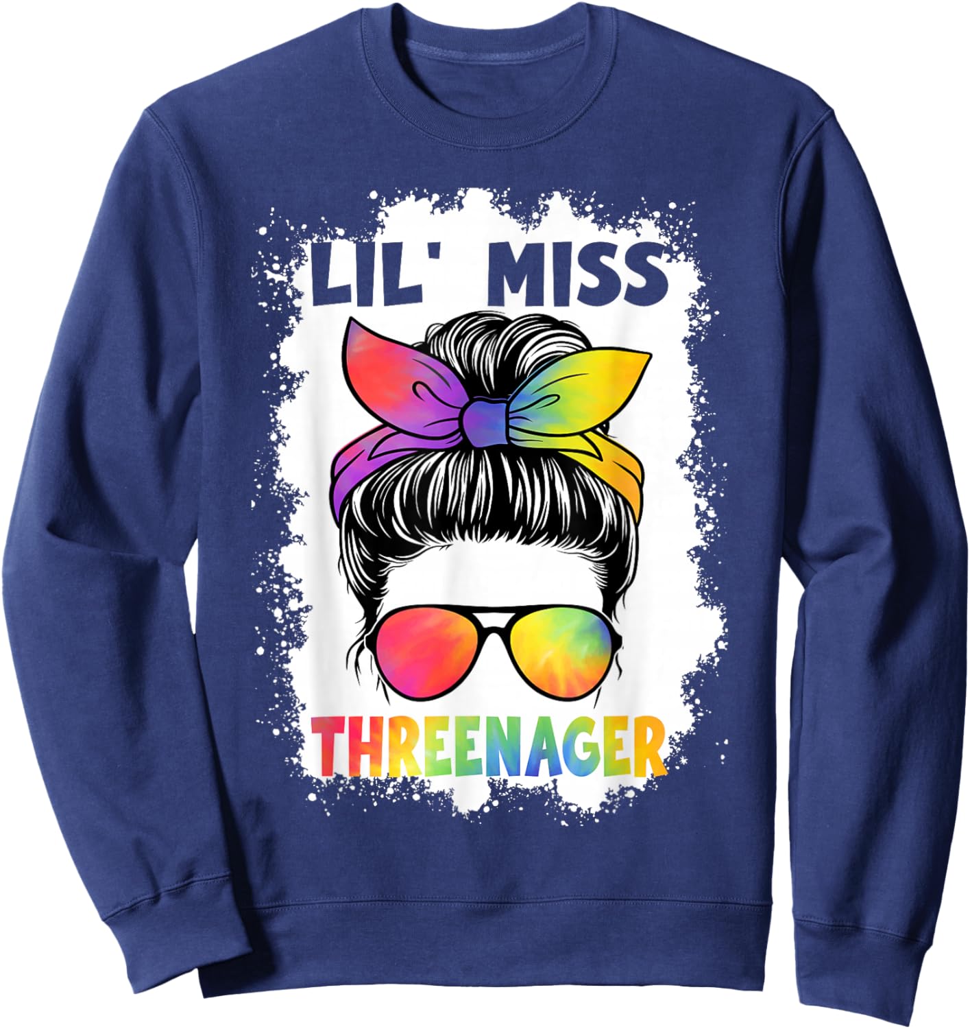 Little Miss Threenager Birthday 3 Years 3rd Birthday Girl Sweatshirt - Sweatshirt | Navy