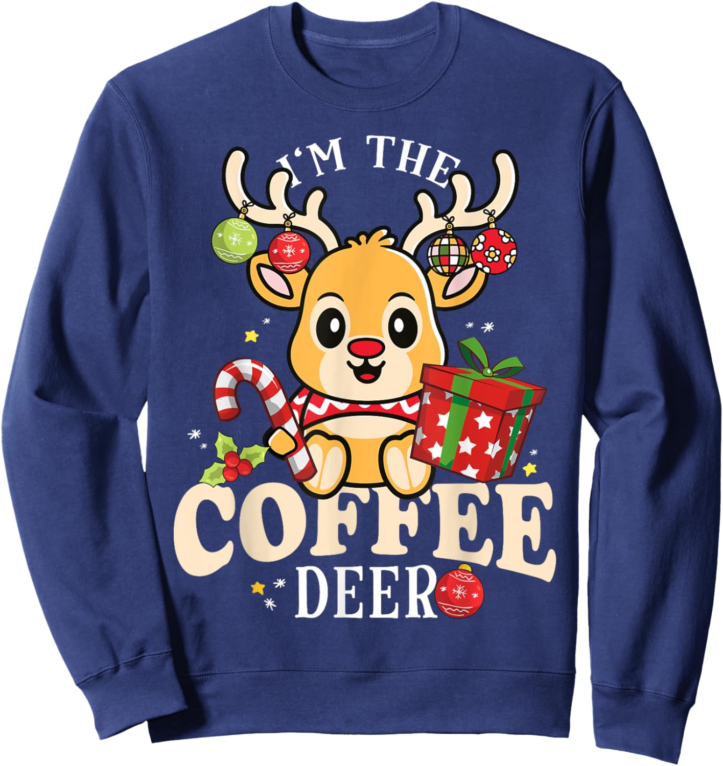 I'm The Coffee Reindeer Christmas Family Pajama Sweatshirt - Sweatshirt | Navy