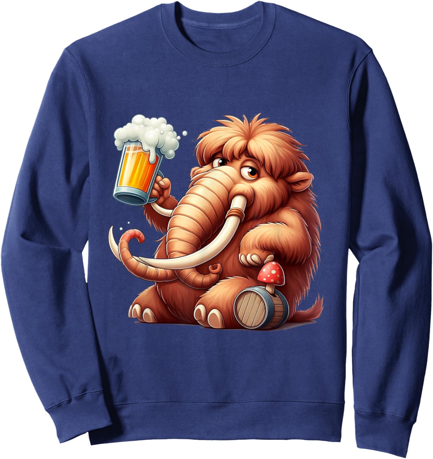 Vintage Mammoth Ice Age Stone Age Elephant Mammoth Beer Sweatshirt - Sweatshirt | Navy