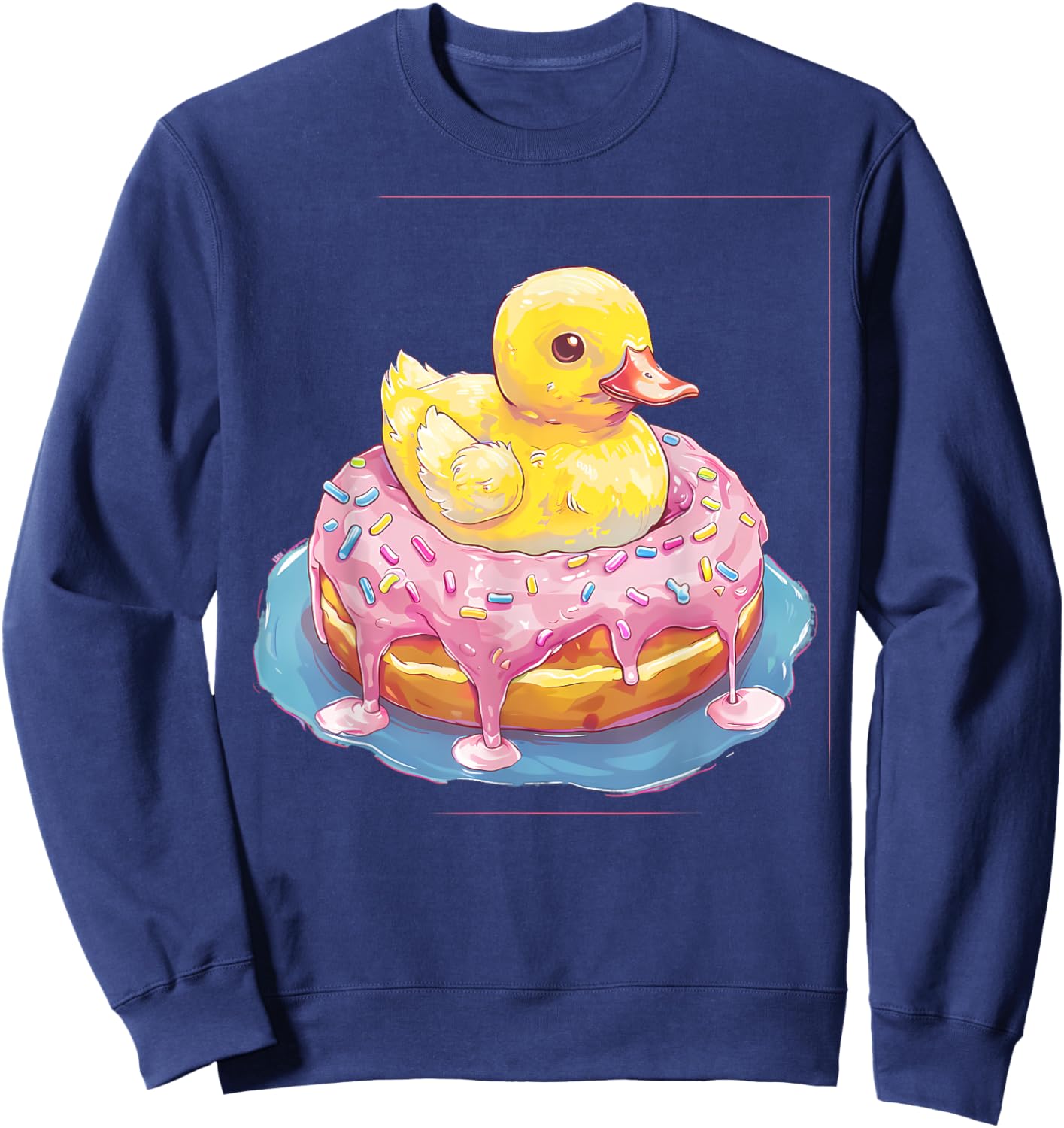 Rubber Duck Donut Drawing Rubber Duckie Rubber Duckling Sweatshirt - Sweatshirt | Navy
