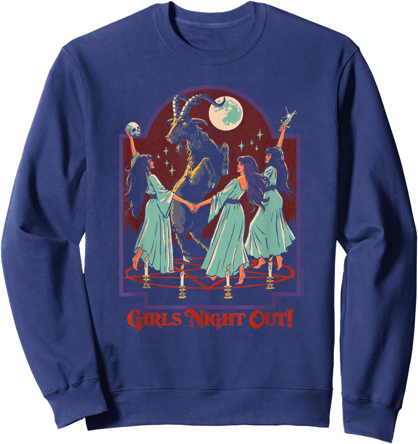 Steven Rhodes Girls Night Out Ritual Sacrifice Dark Humor Sweatshirt - Sweatshirt | Navy