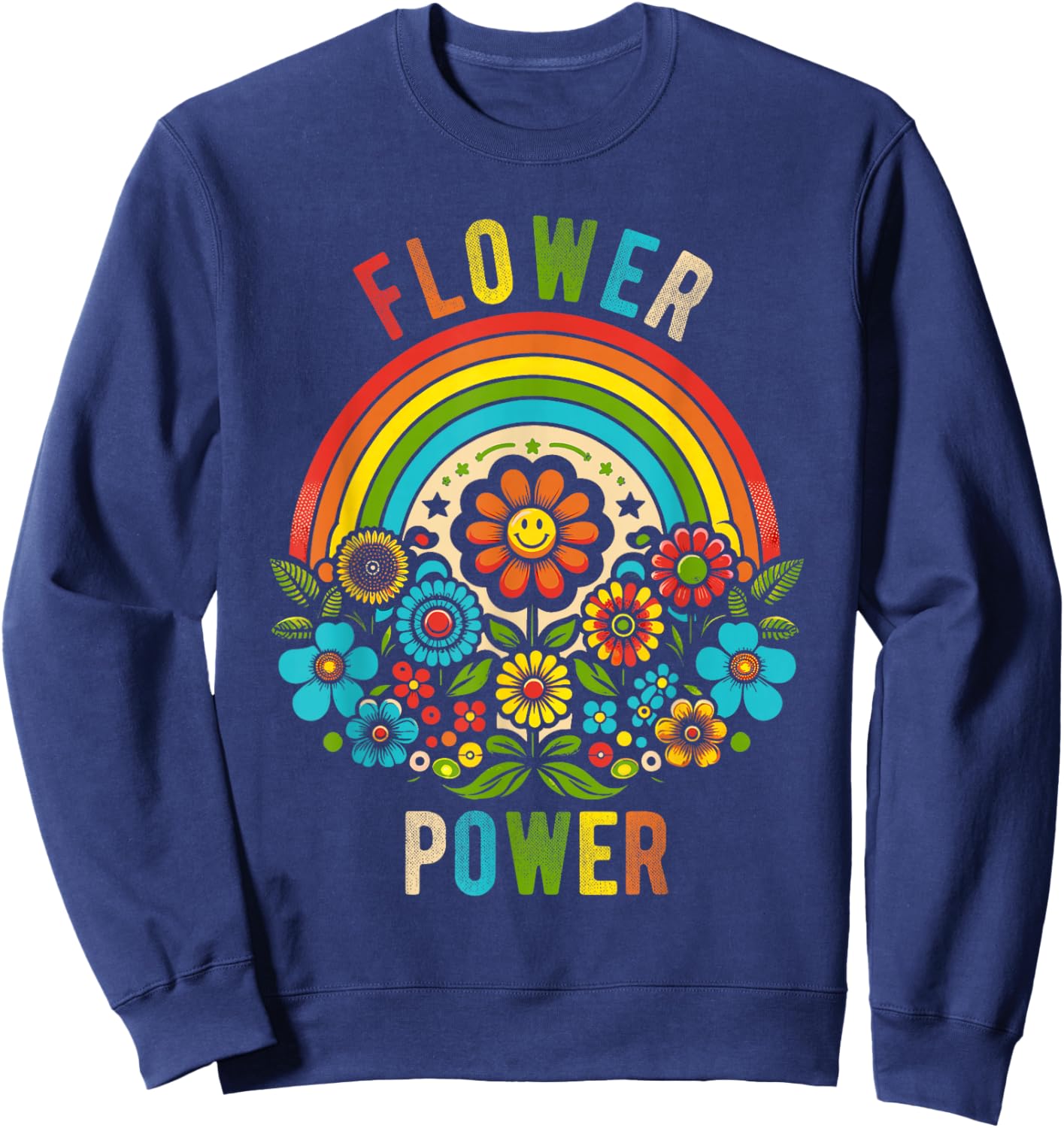 Flower Power Retro Nature Nostalgia Vintage Outdoor Power Sweatshirt - Sweatshirt | Navy
